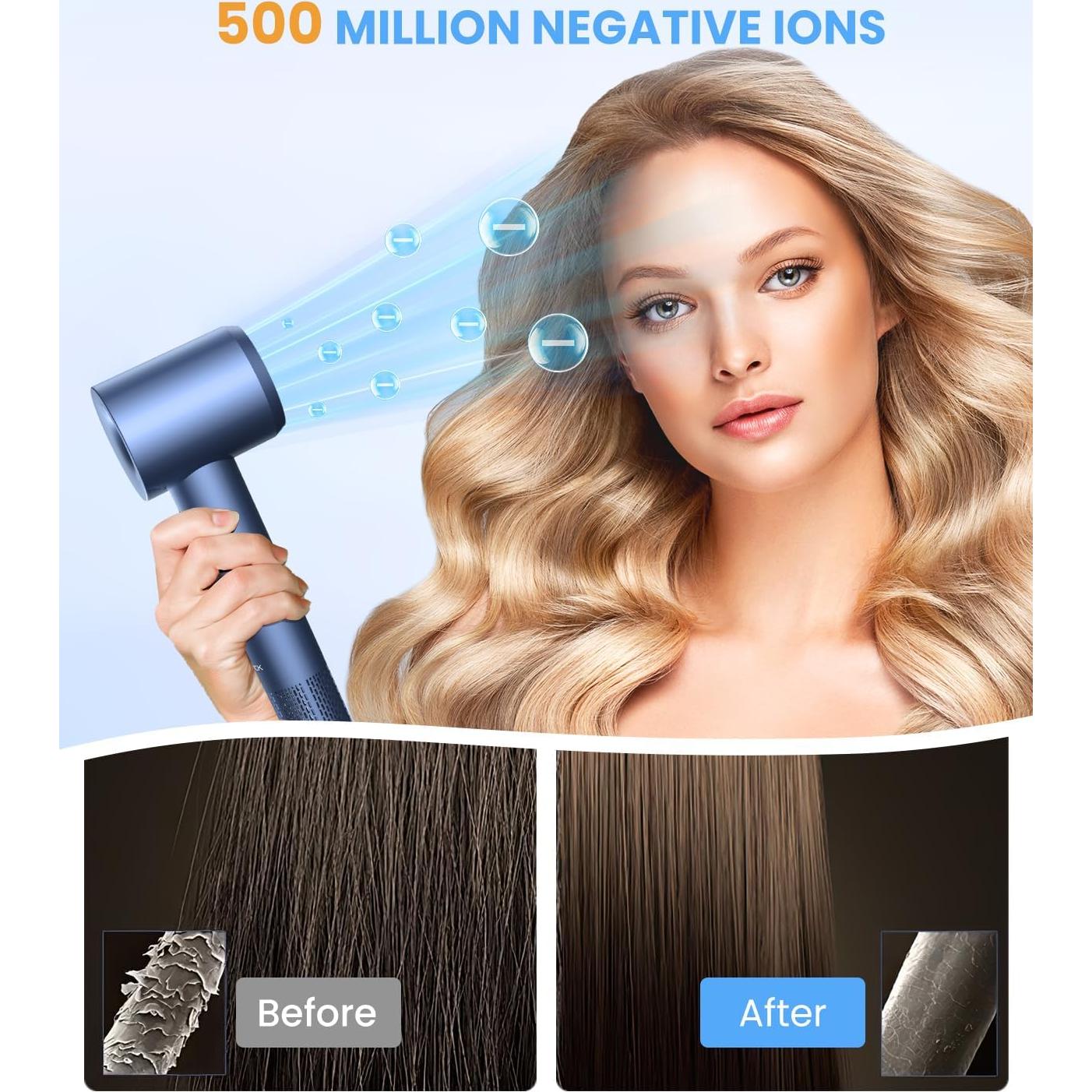 Secador de Pelo LAMPICK Iónico 150000 RPM Azul, 5 Temperaturas