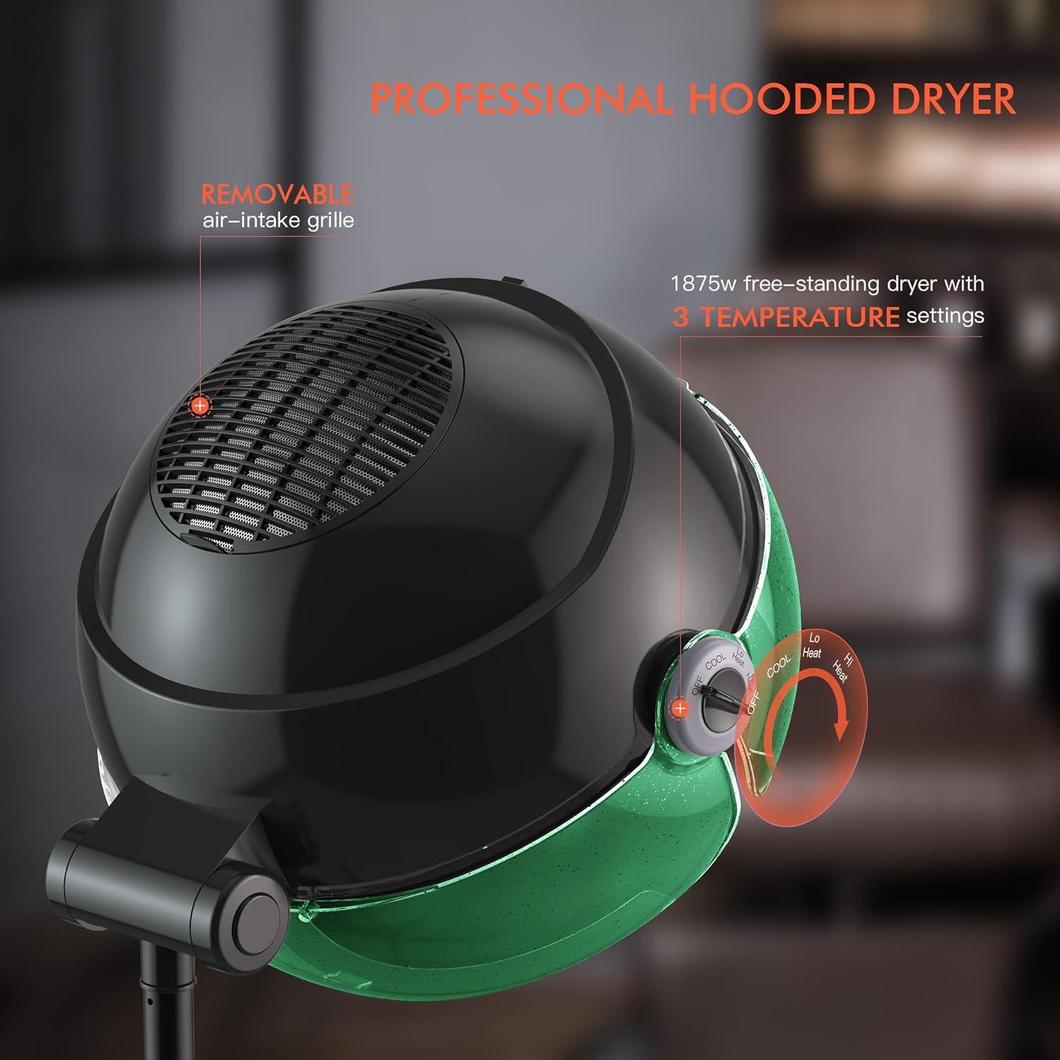 Secador de Pelo Profesional con Capucha TASALON 1875W Verde