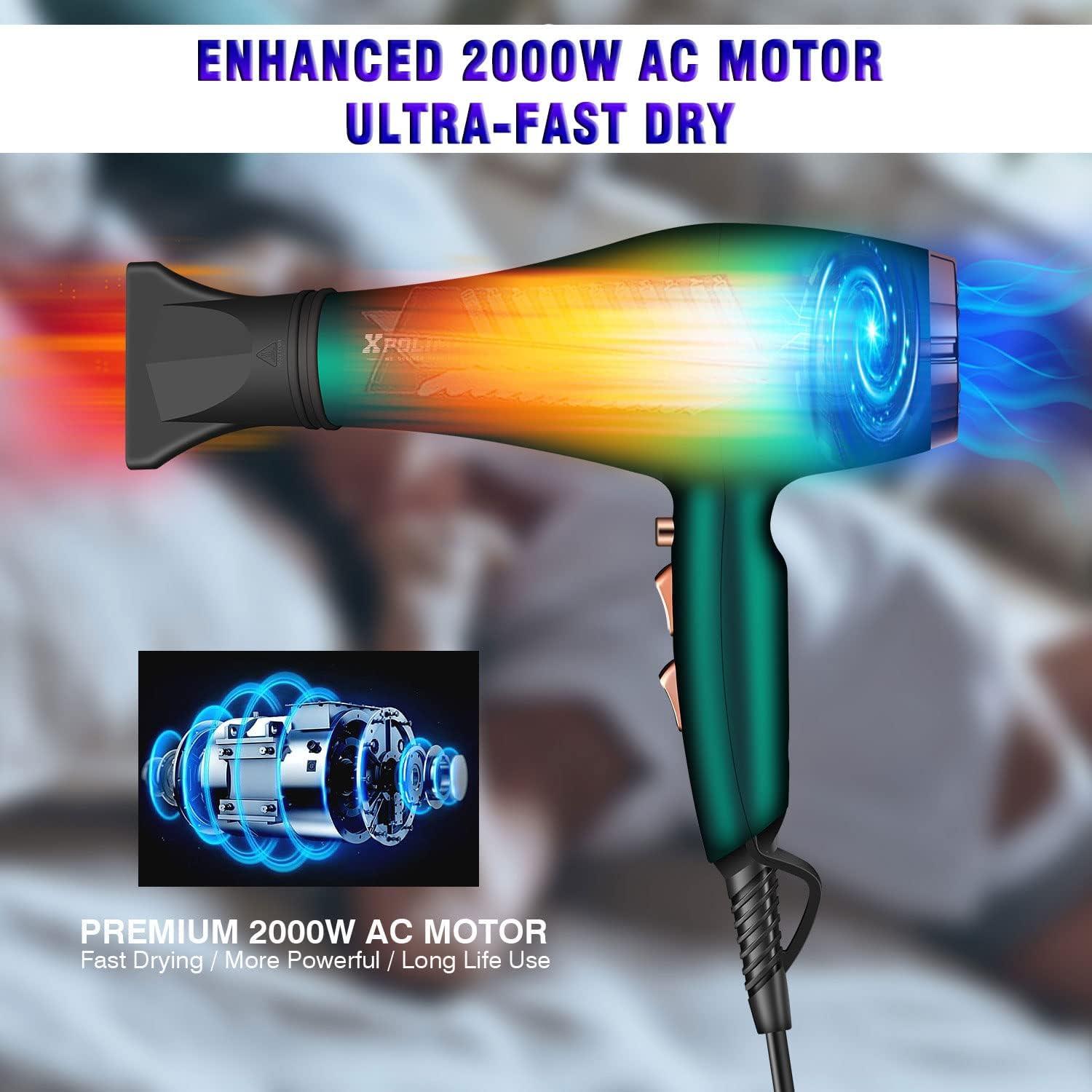 Secador de Pelo Profesional Iónico Xpoliman 2000W Verde/Dorado