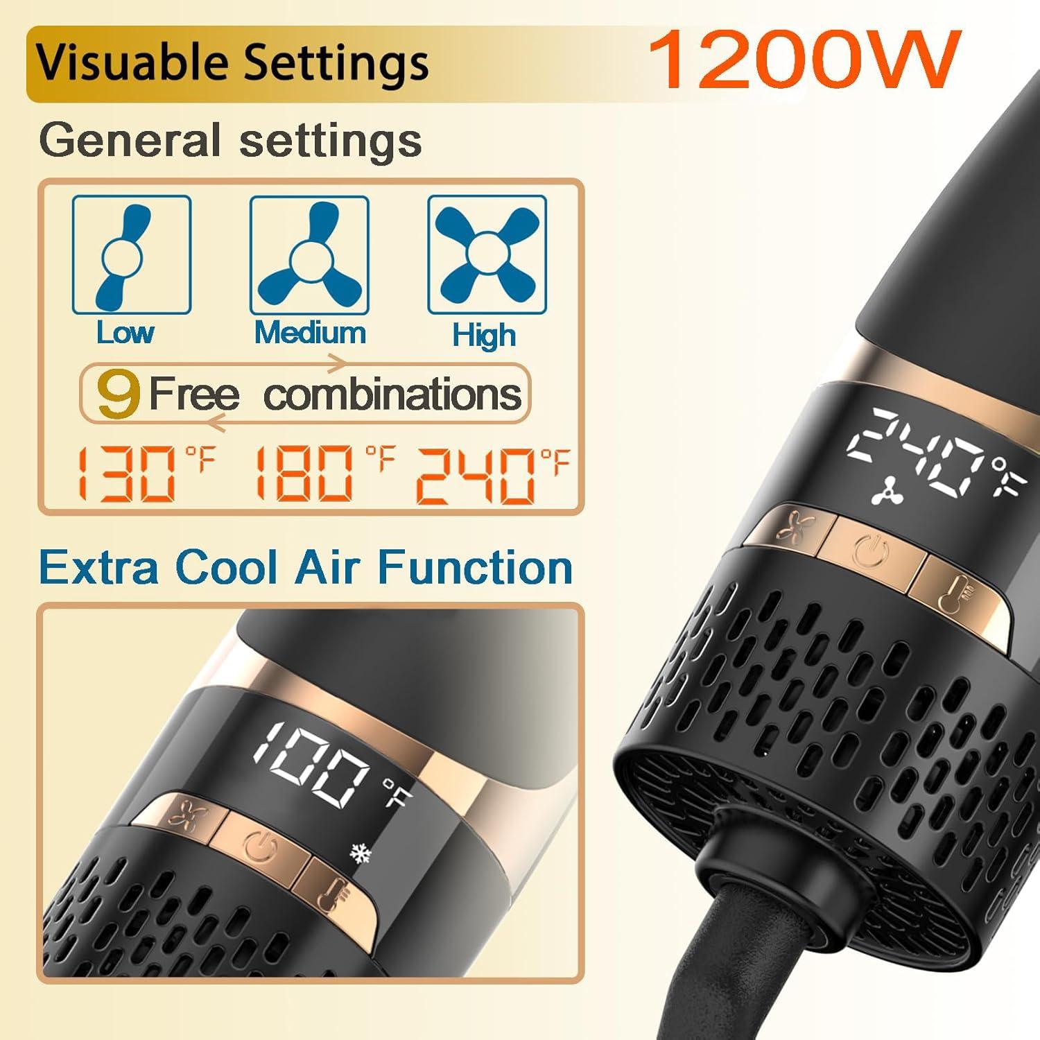 Cepillo Secador de Cabello Nicebay HB-822, 4 en 1, Pantalla