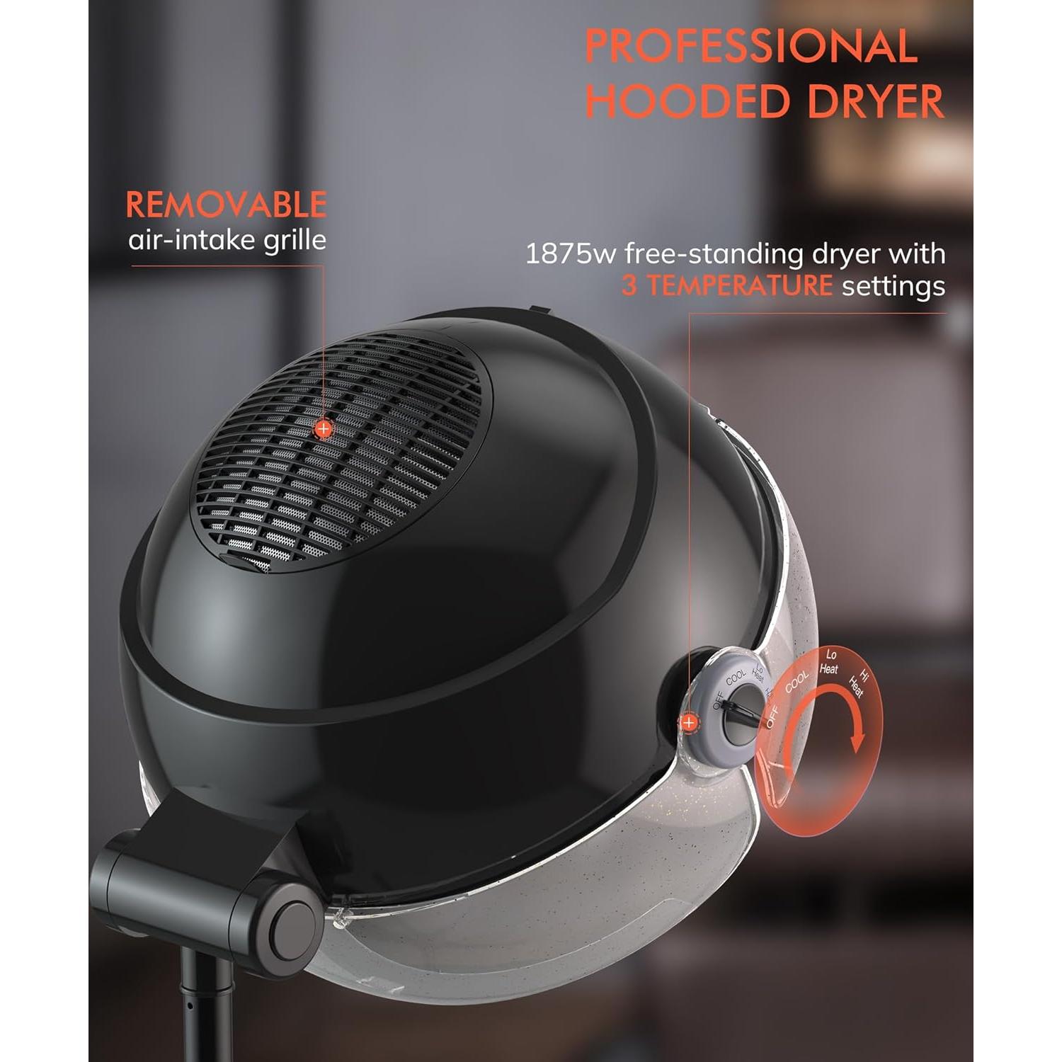 Secador de cabello con capucha iónico TASALON 1875W 3 temperaturas