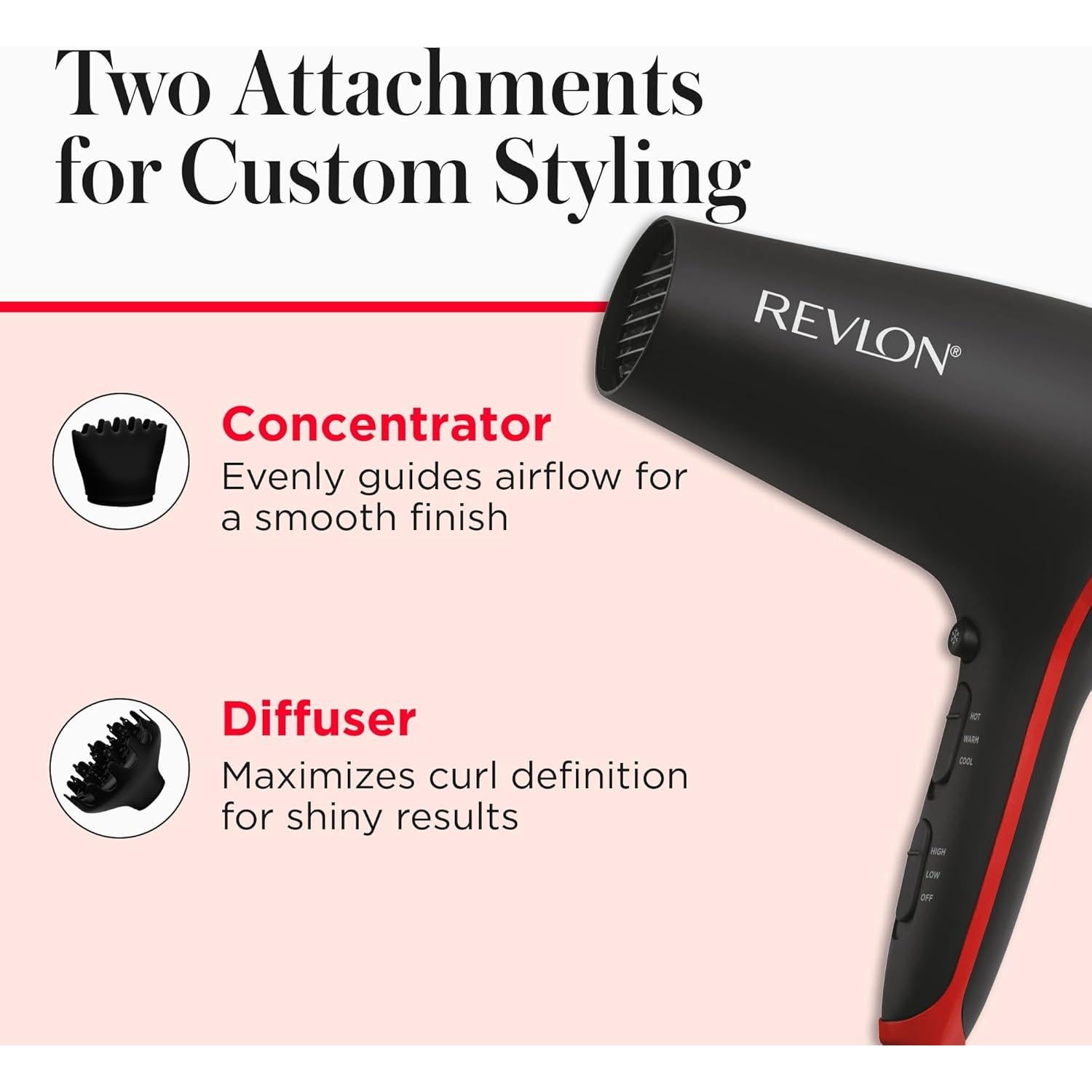 Secador de Pelo Revlon SmoothStay 1875W con Difusor y Concentrador