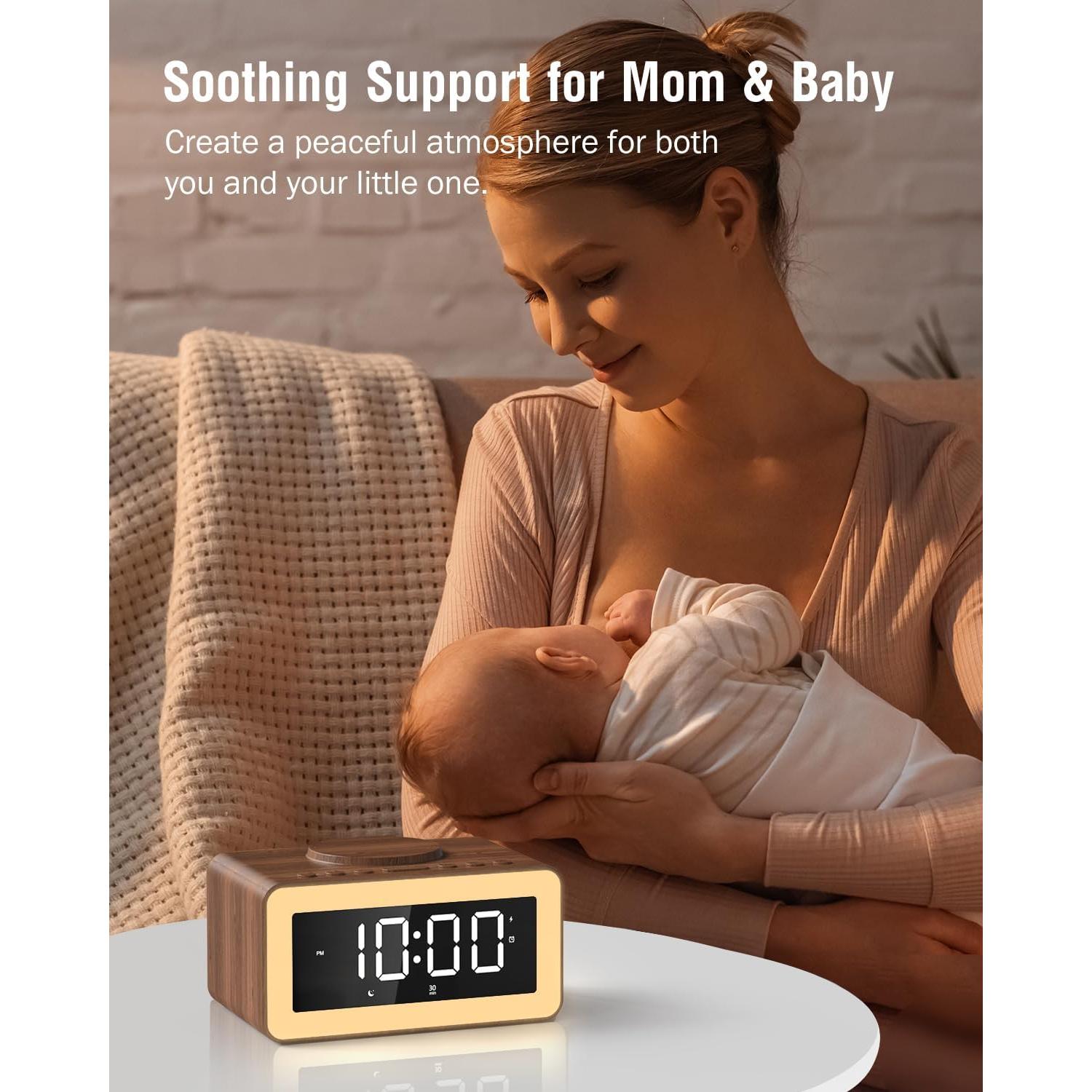 Reloj Despertador Digital Bitswolee con Carga Inalámbrica y Altavoz Bluetooth