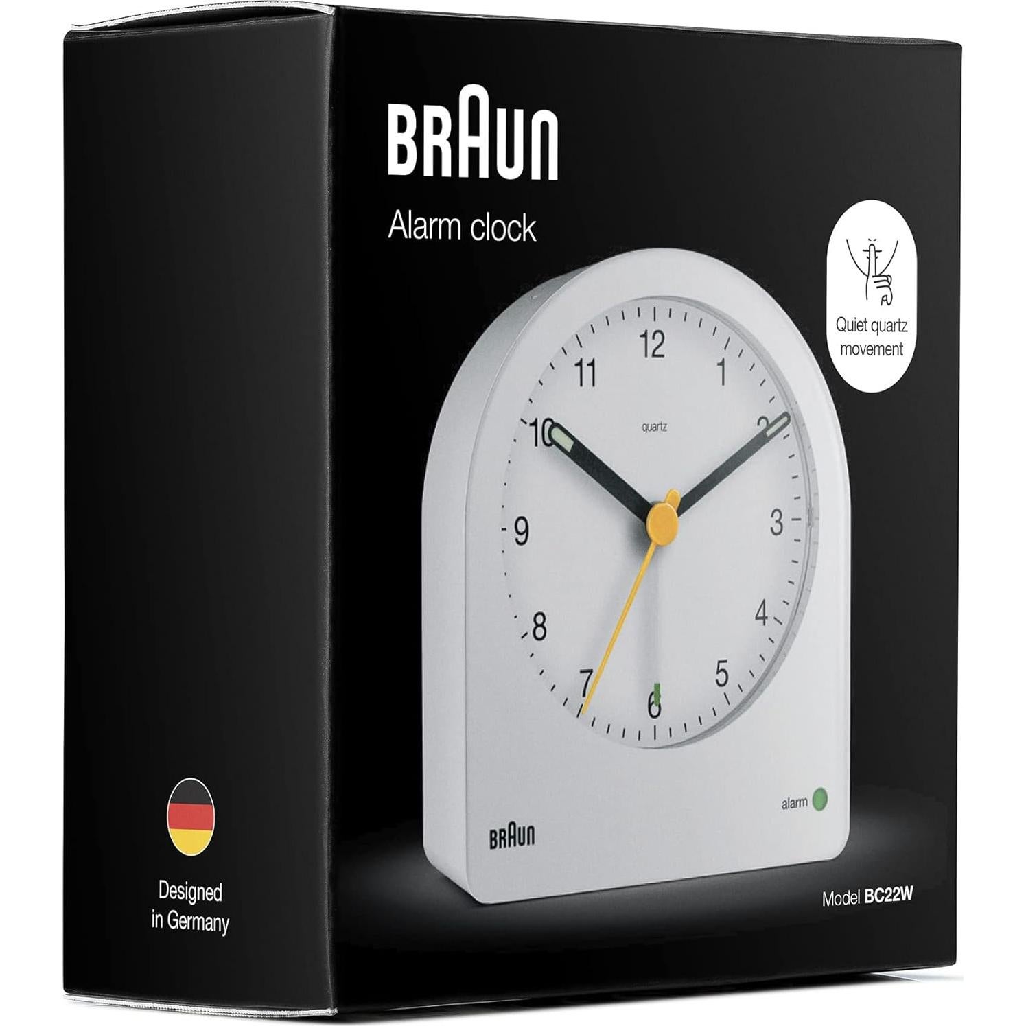 Reloj Despertador Analógico Braun BC22W Blanco con Alarma