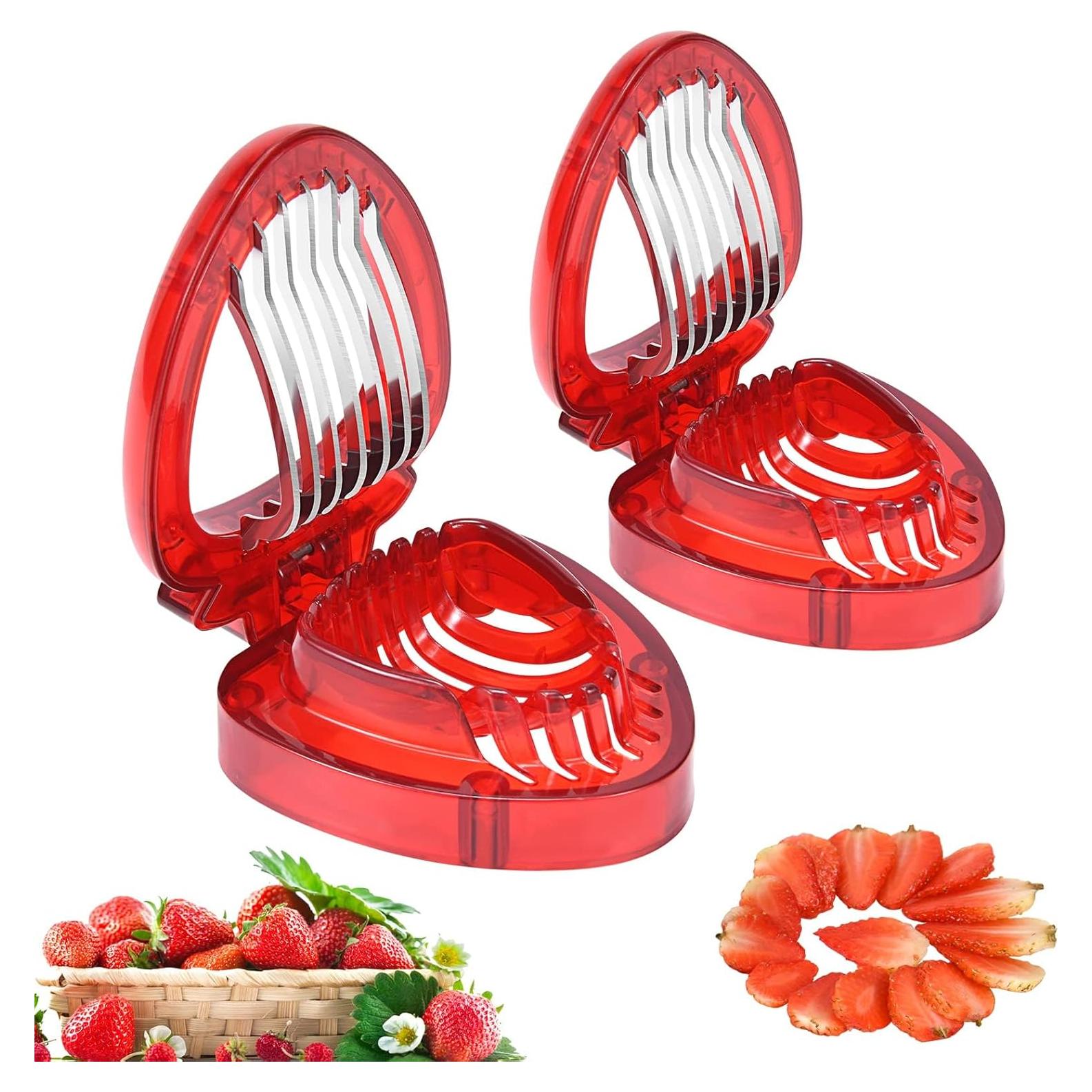 Cortador de Fresas LIFVCNT 2 Pcs Acero Inoxidable Manual