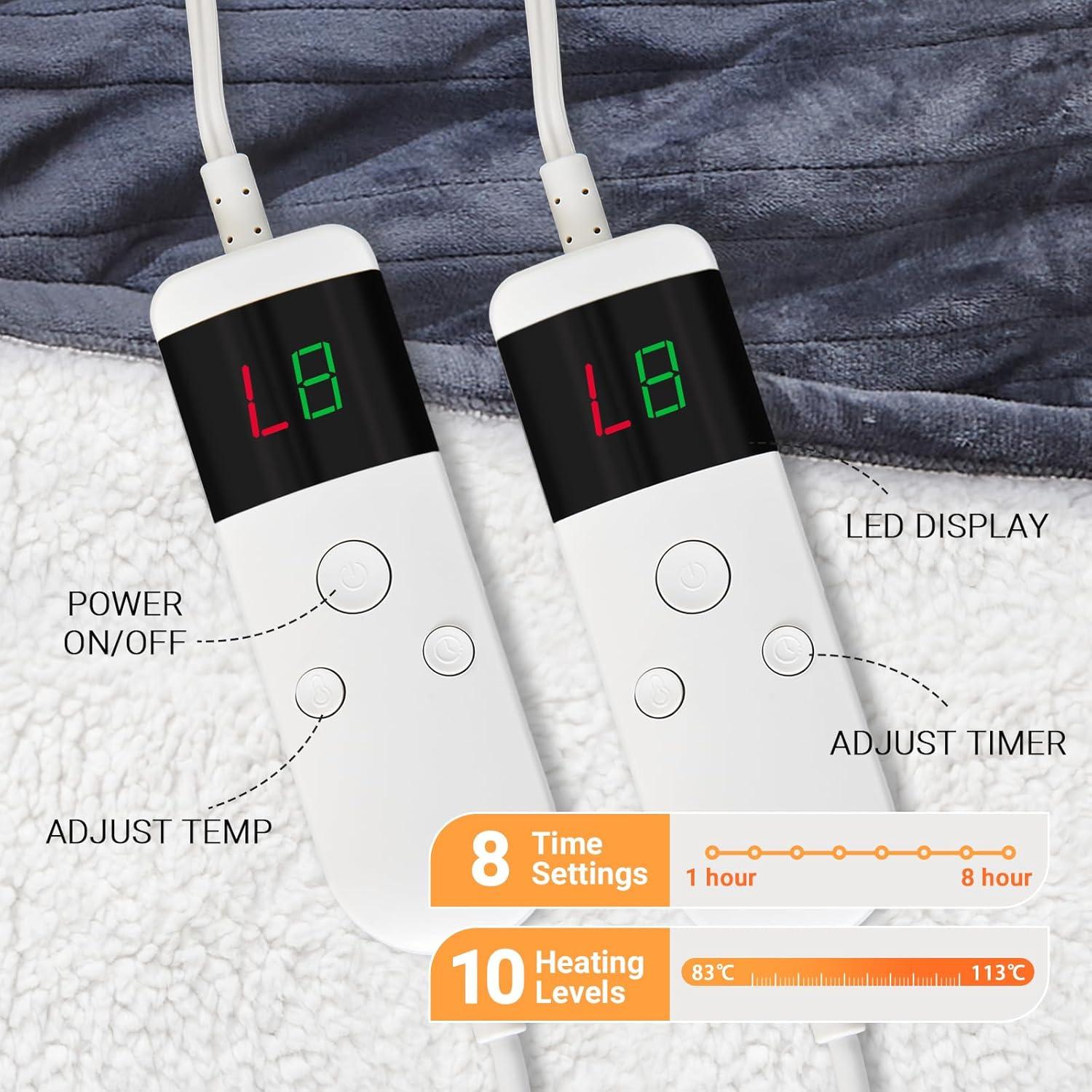 Manta eléctrica calefaccionada DANENOSA 127x152cm gris suave