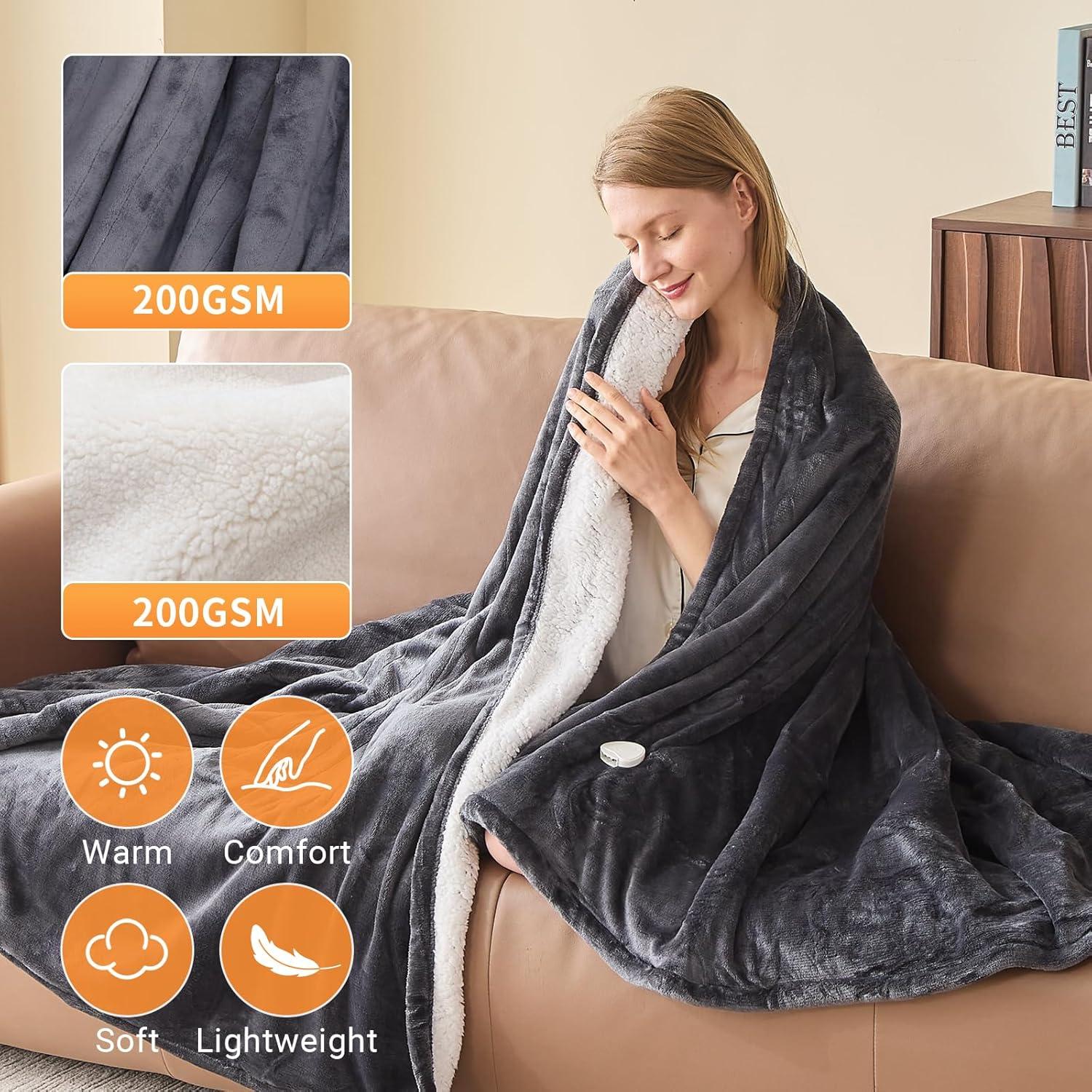 Manta eléctrica calefaccionada DANENOSA 127x152cm gris suave