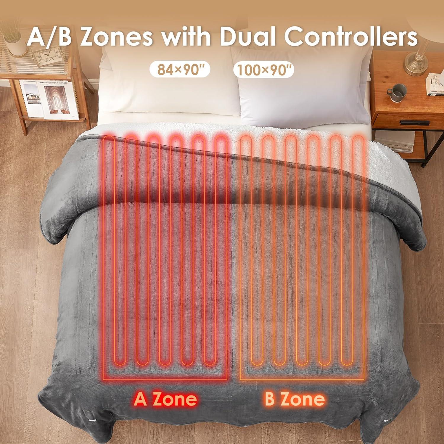 Manta Calentada EHEYCIGA 127x152 cm Gris - 6 Niveles Calentamiento