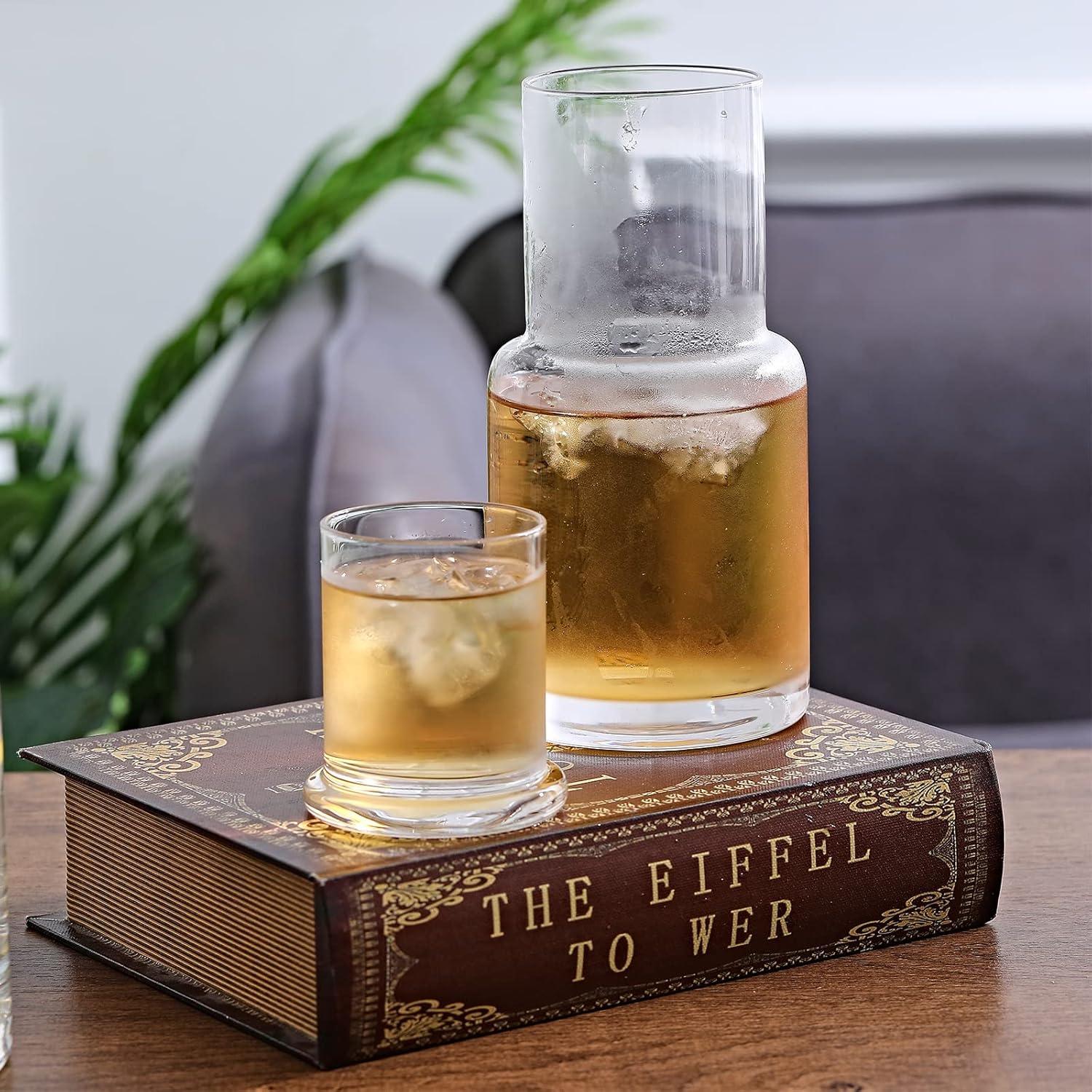 Jarra de Agua con Vaso Integrado Lancici 900ml Vidrio Transparente