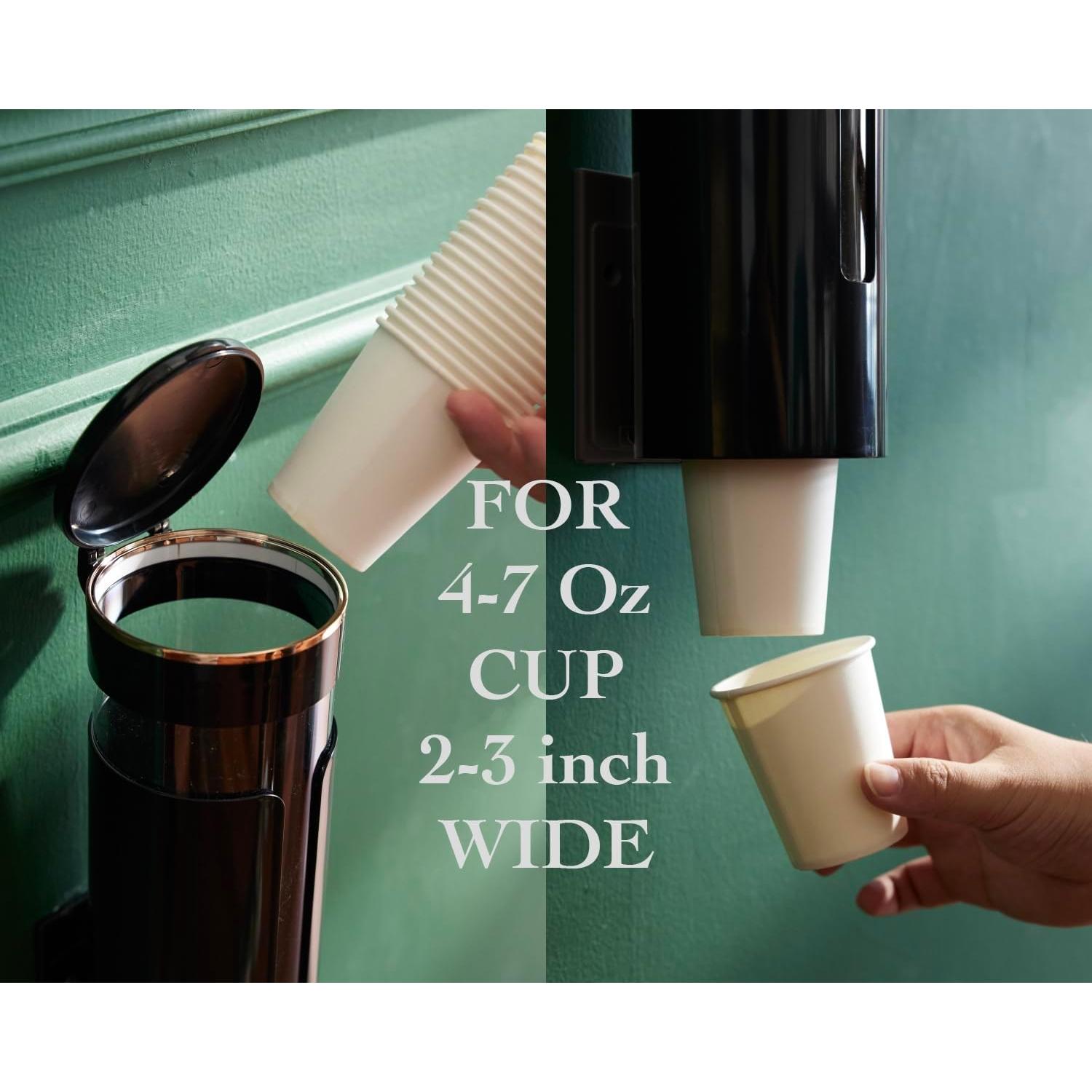 Dispensador de Tazas de Papel Seveny, Montaje en Pared, Negro