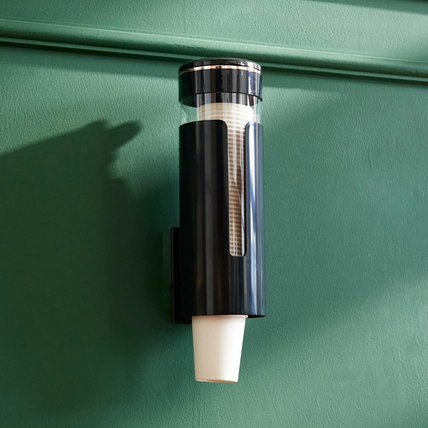 Dispensador de Tazas de Papel Seveny, Montaje en Pared, Negro