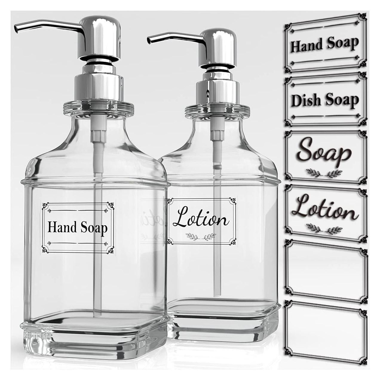 Dispensador de Jabón de Vidrio GLADPURE - Paquete de 2, 532 ml