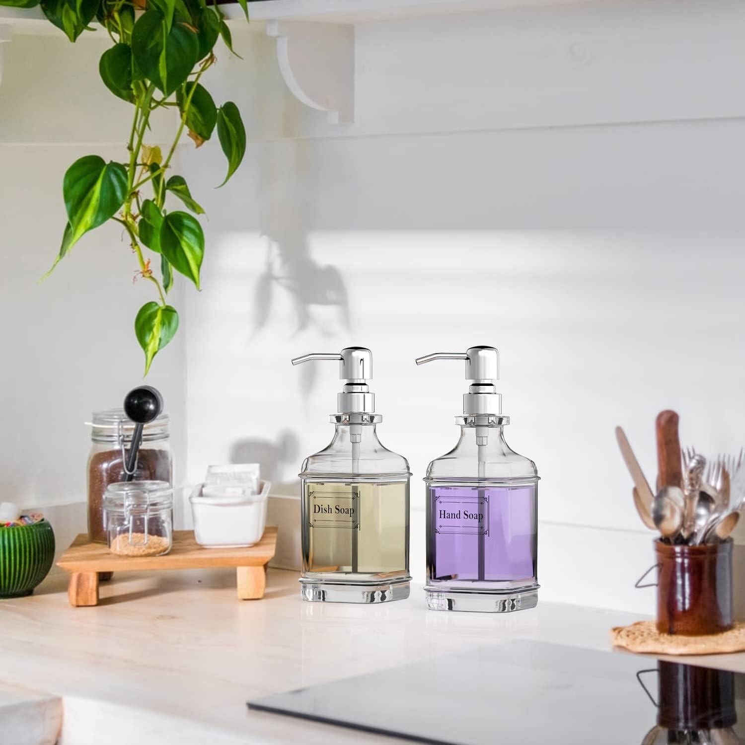 Dispensador de Jabón de Vidrio GLADPURE - Paquete de 2, 532 ml