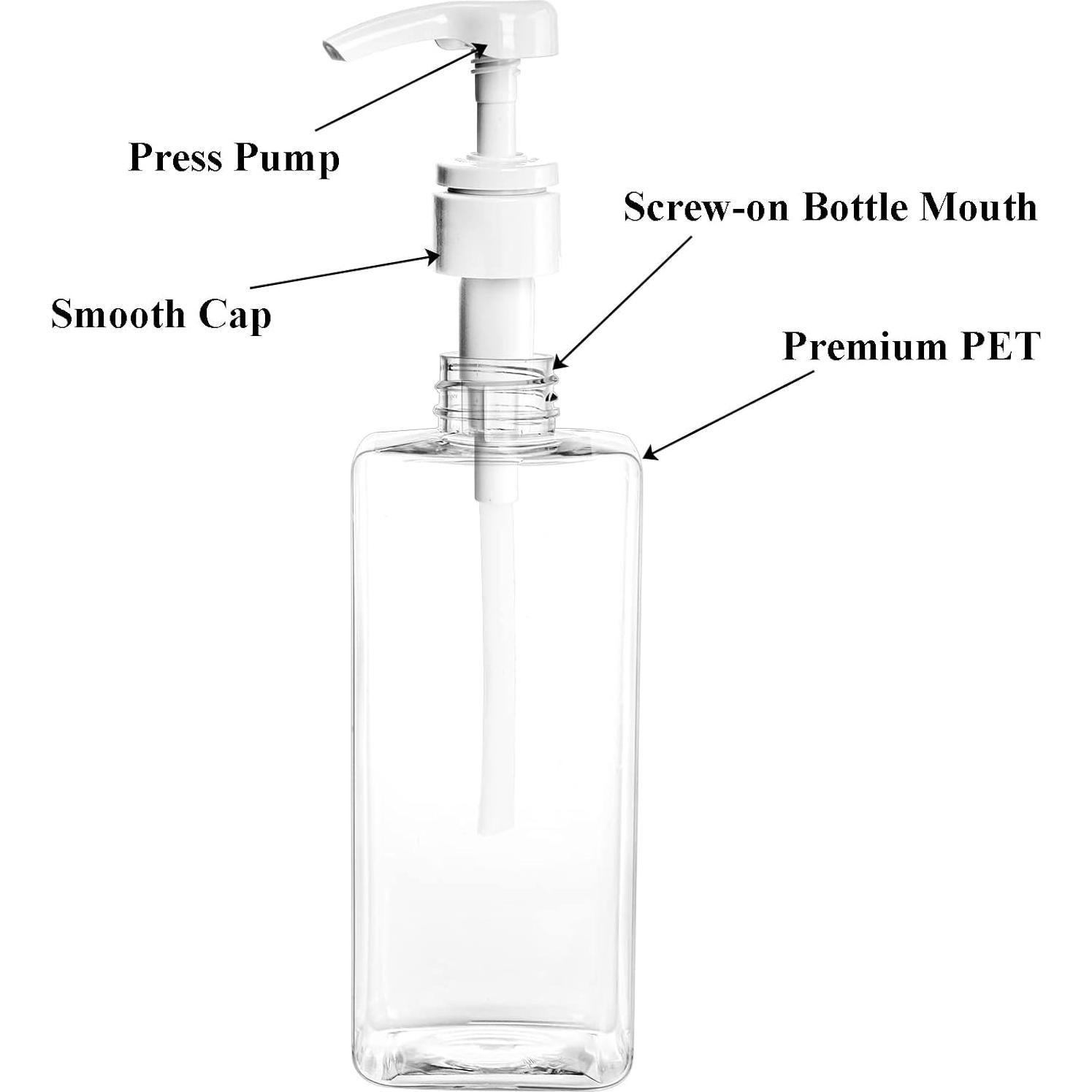 Okllen 12 Botellas de Plástico 500ml con Bomba Cuadradas