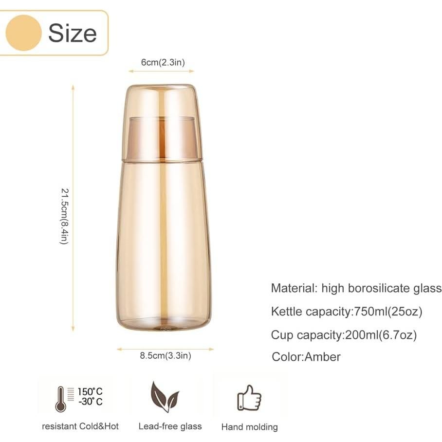 Juego de Jarra de Agua y Vaso Yalucky 750ml Ámbar Vintage