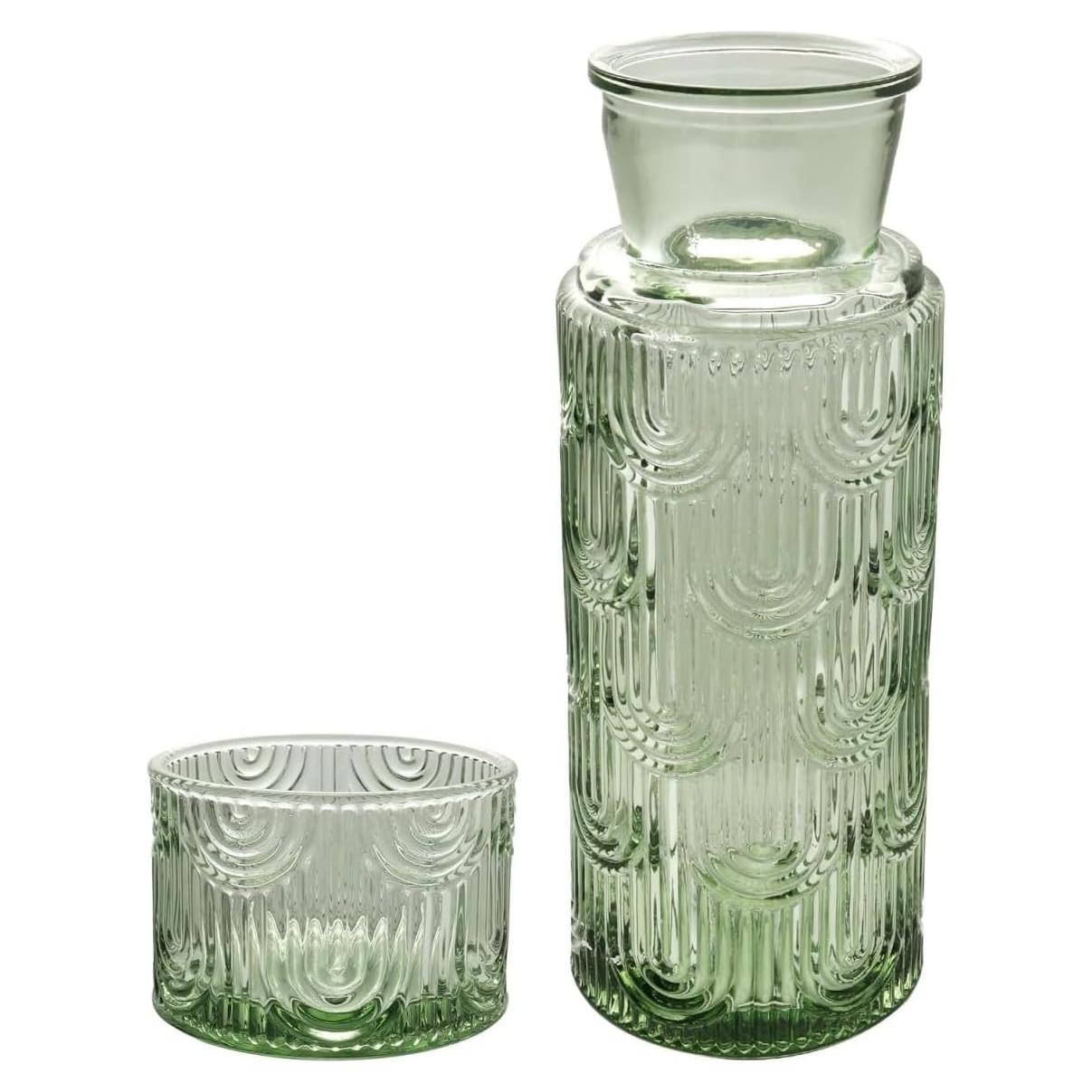 Jarra de vidrio AOSEE 0.63L con tapa y vaso verde