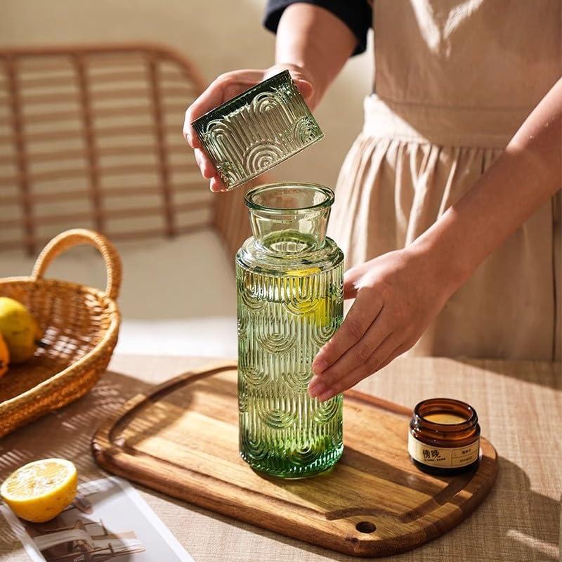 Jarra de vidrio AOSEE 0.63L con tapa y vaso verde