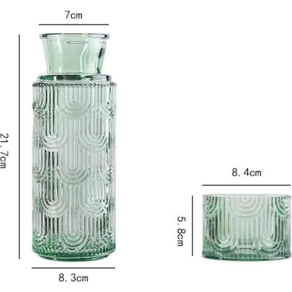 Jarra de vidrio AOSEE 0.63L con tapa y vaso verde
