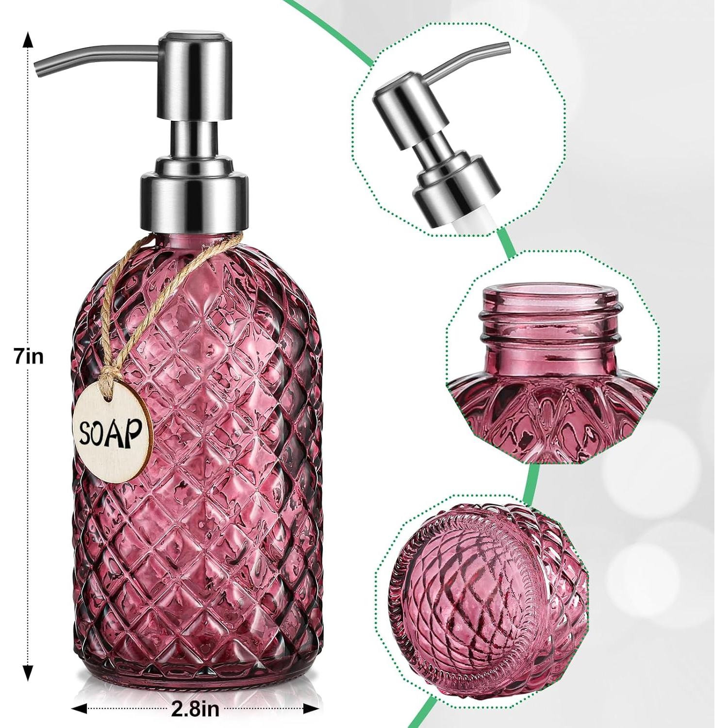 Dispensador de Jabón MOCLIF de Vidrio 480ml con Bomba Inoxidable