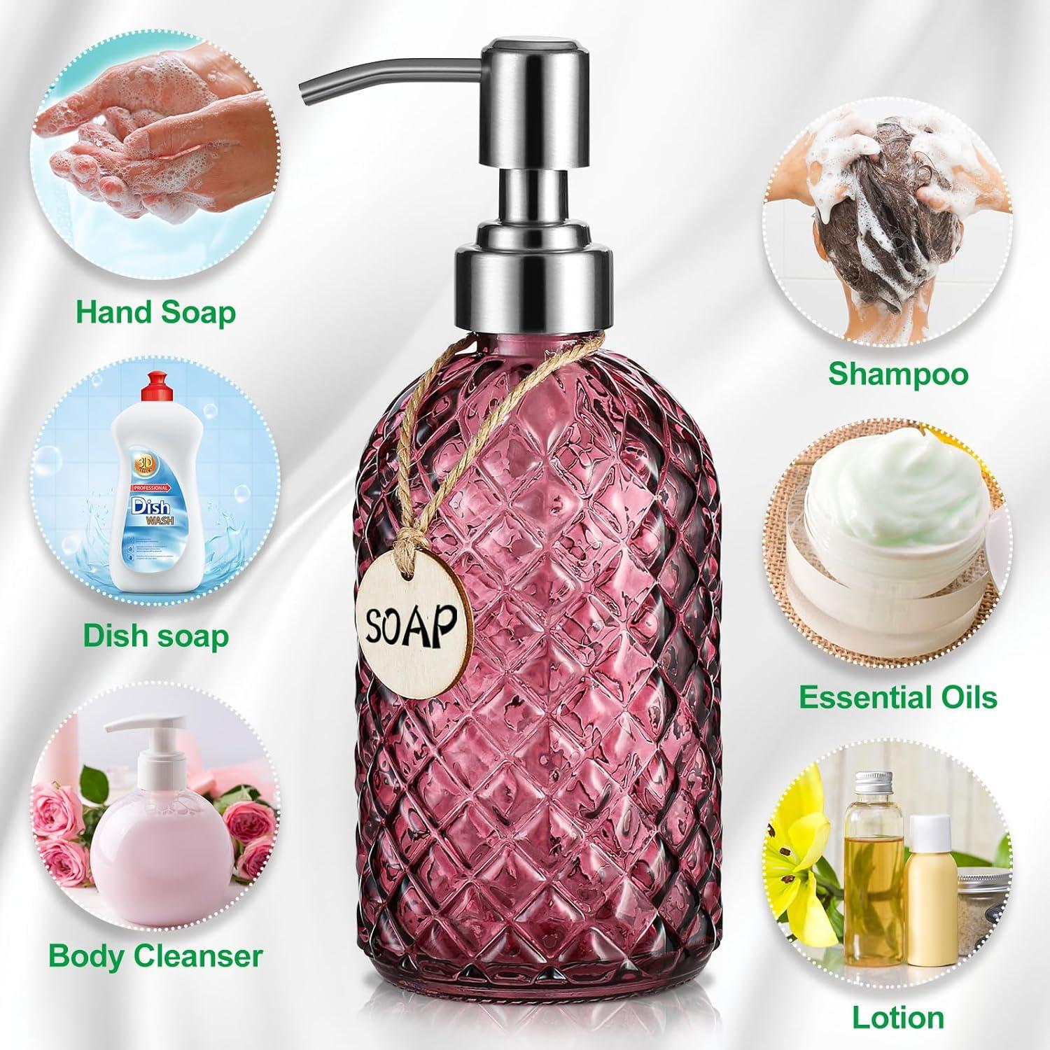 Dispensador de Jabón MOCLIF de Vidrio 480ml con Bomba Inoxidable