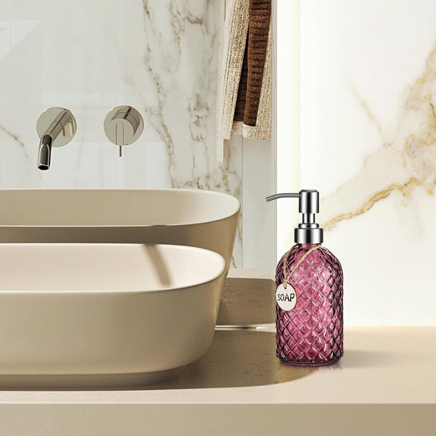 Dispensador de Jabón MOCLIF de Vidrio 480ml con Bomba Inoxidable