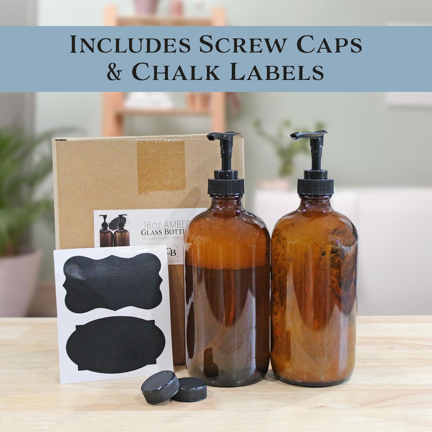 Botellas de Vidrio Ámbar 16oz Cornucopia Brands - Paquete de 2