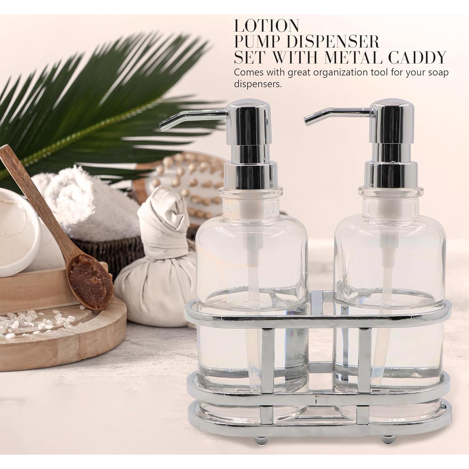 Juego de dispensadores de jabón de vidrio Indecor Home 3 piezas