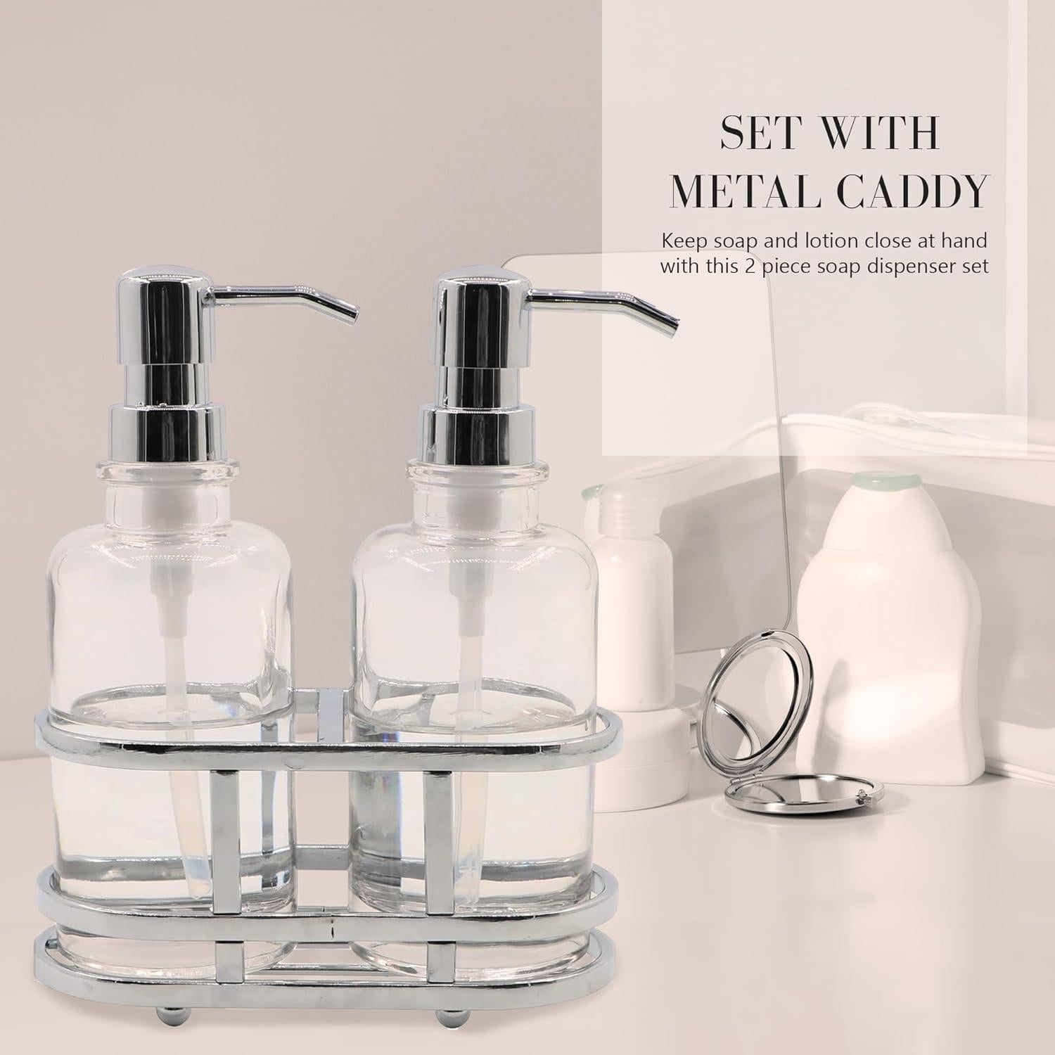 Juego de dispensadores de jabón de vidrio Indecor Home 3 piezas