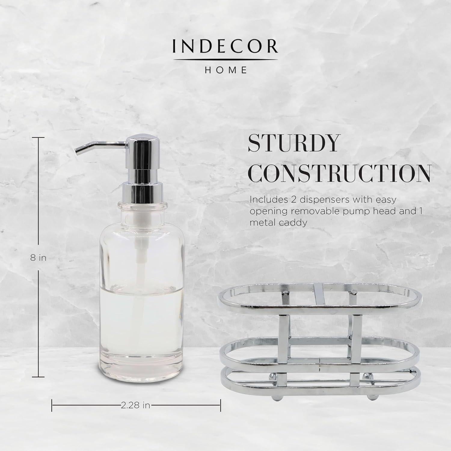 Juego de dispensadores de jabón de vidrio Indecor Home 3 piezas