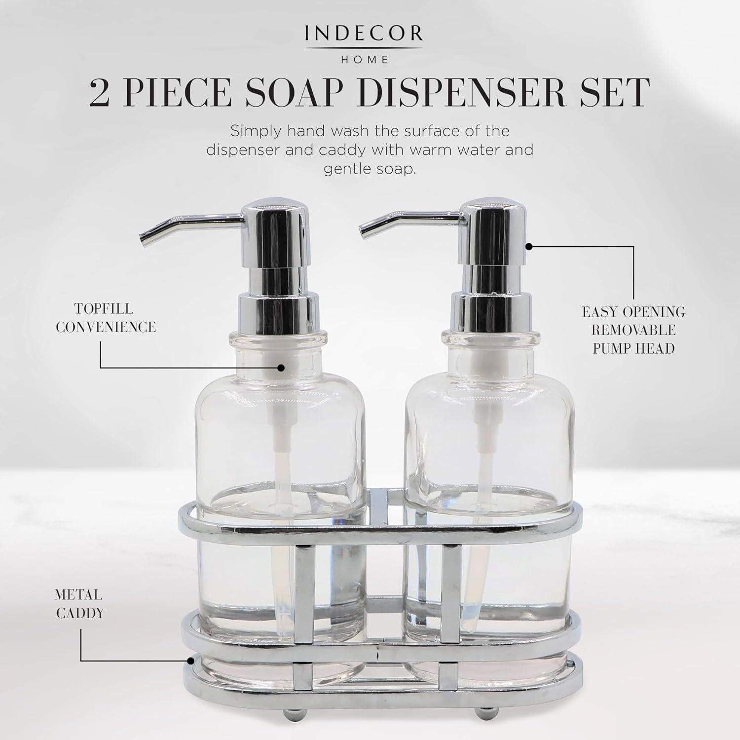 Juego de dispensadores de jabón de vidrio Indecor Home 3 piezas