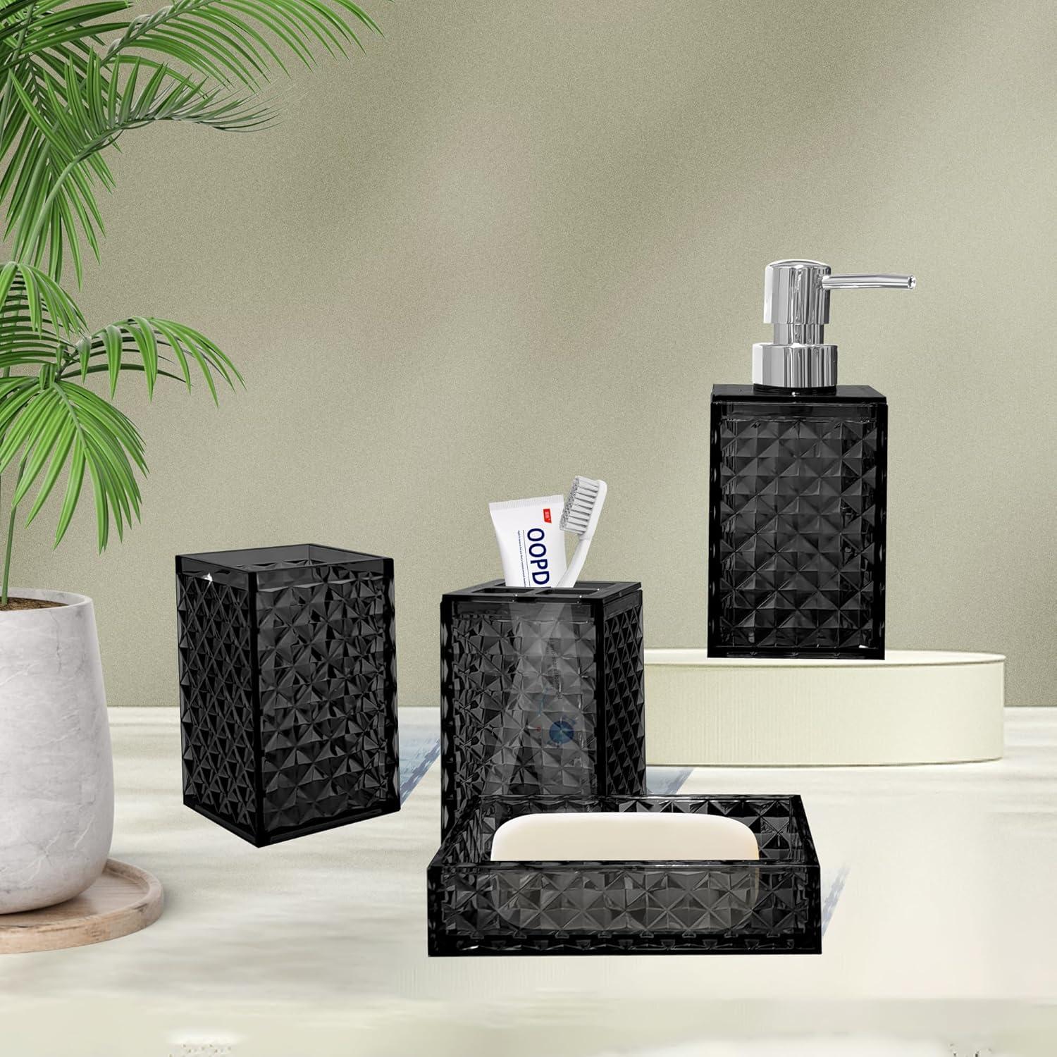 Juego de Accesorios de Baño Boho CDorigin 4 Piezas Negro