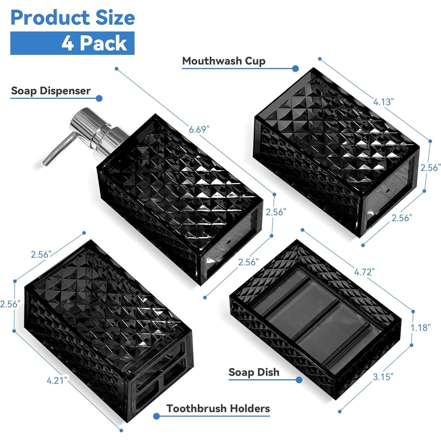 Juego de Accesorios de Baño Boho CDorigin 4 Piezas Negro