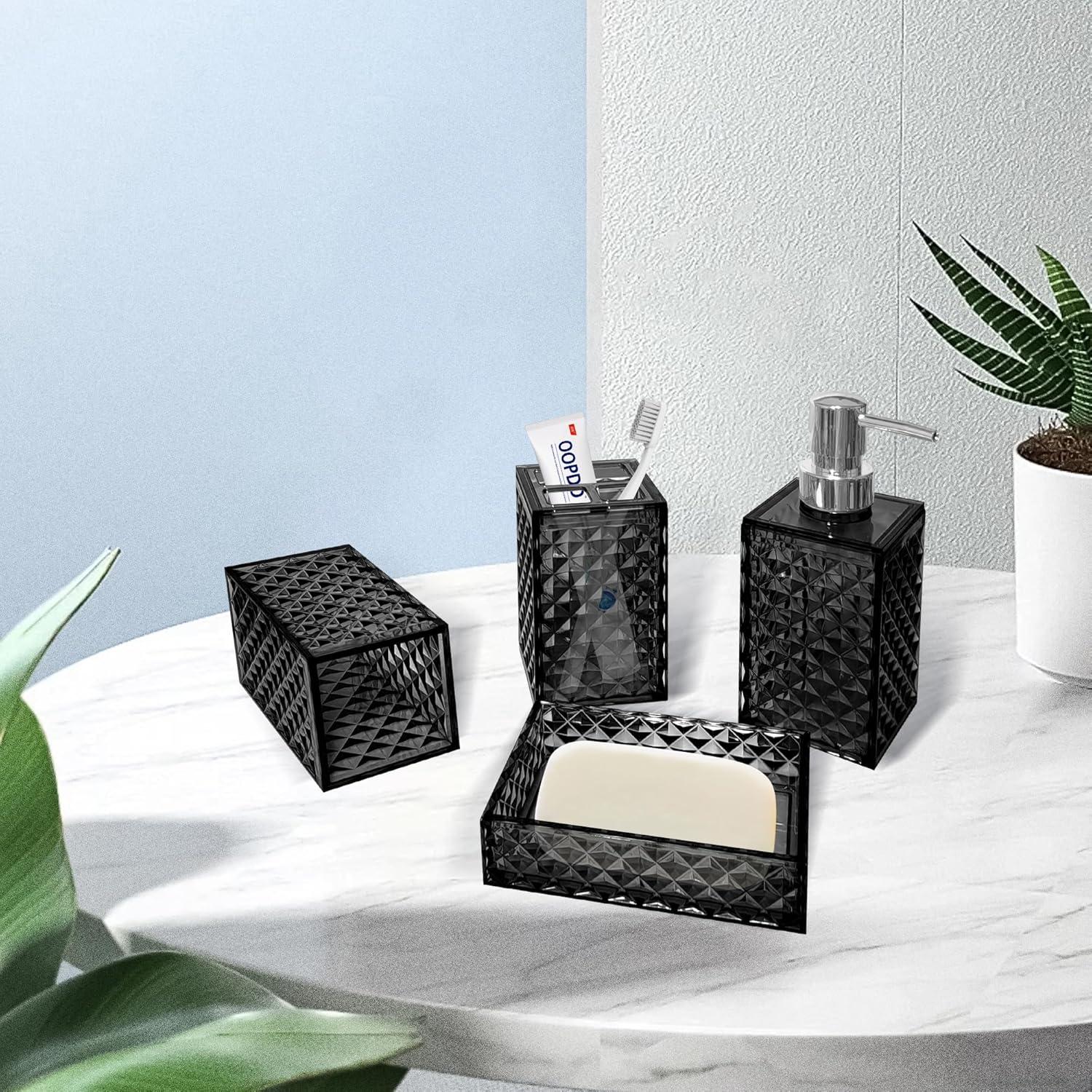 Juego de Accesorios de Baño Boho CDorigin 4 Piezas Negro