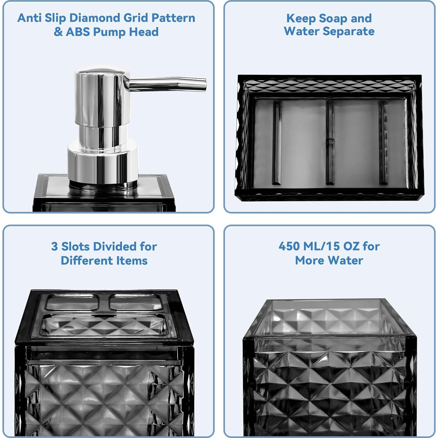 Juego de Accesorios de Baño Boho CDorigin 4 Piezas Negro