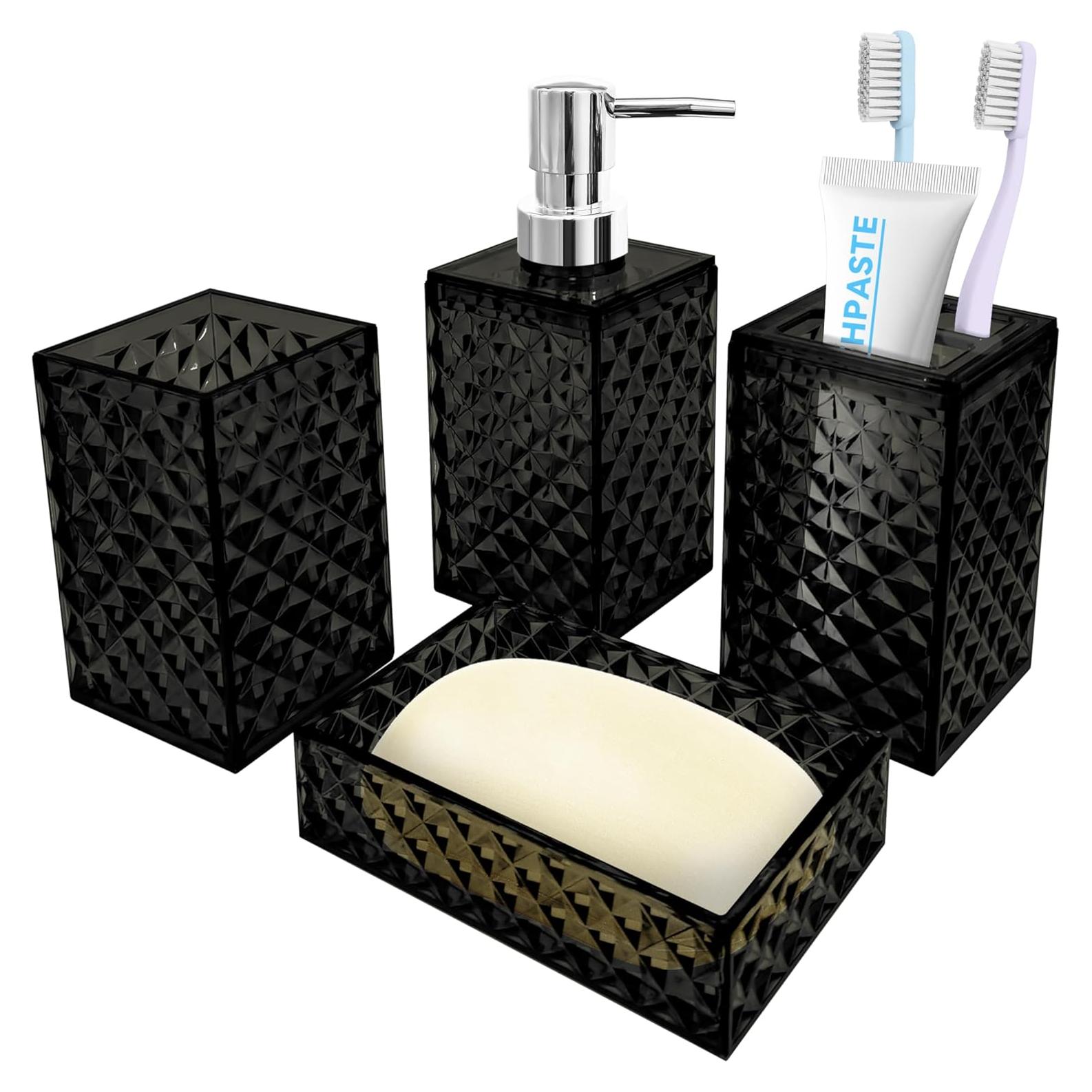 Juego de Accesorios de Baño 4 PCS Seeatoo Negro
