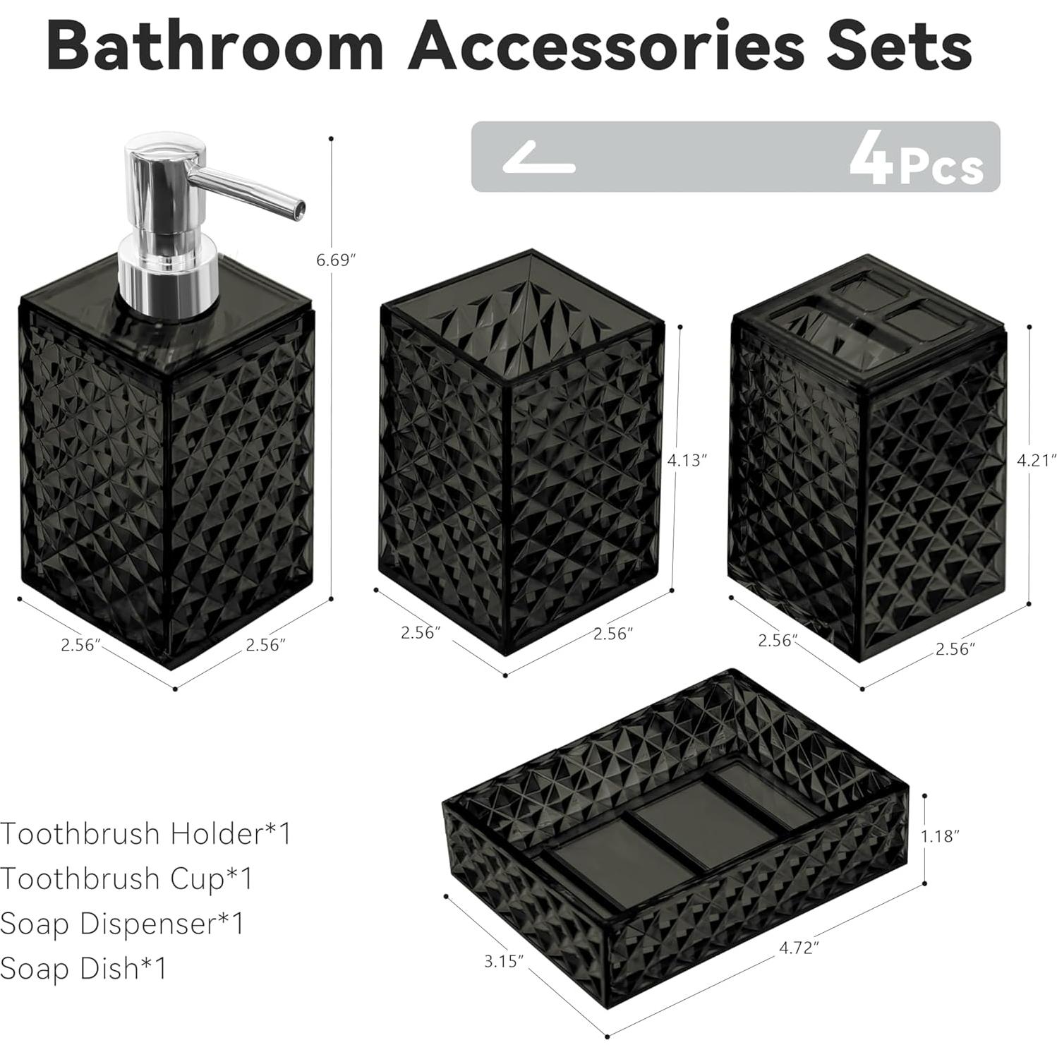 Juego de Accesorios de Baño 4 PCS Seeatoo Negro