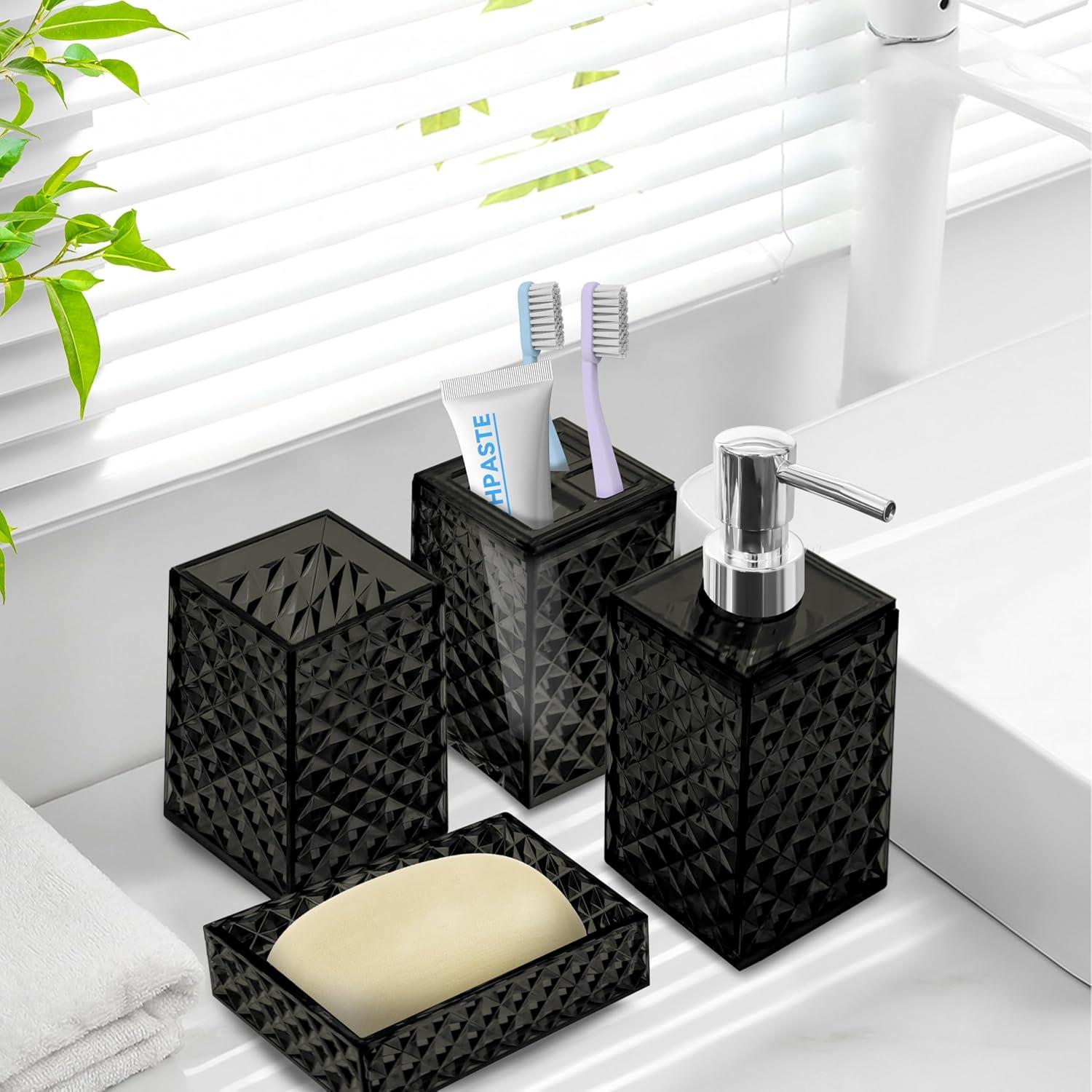 Juego de Accesorios de Baño 4 PCS Seeatoo Negro