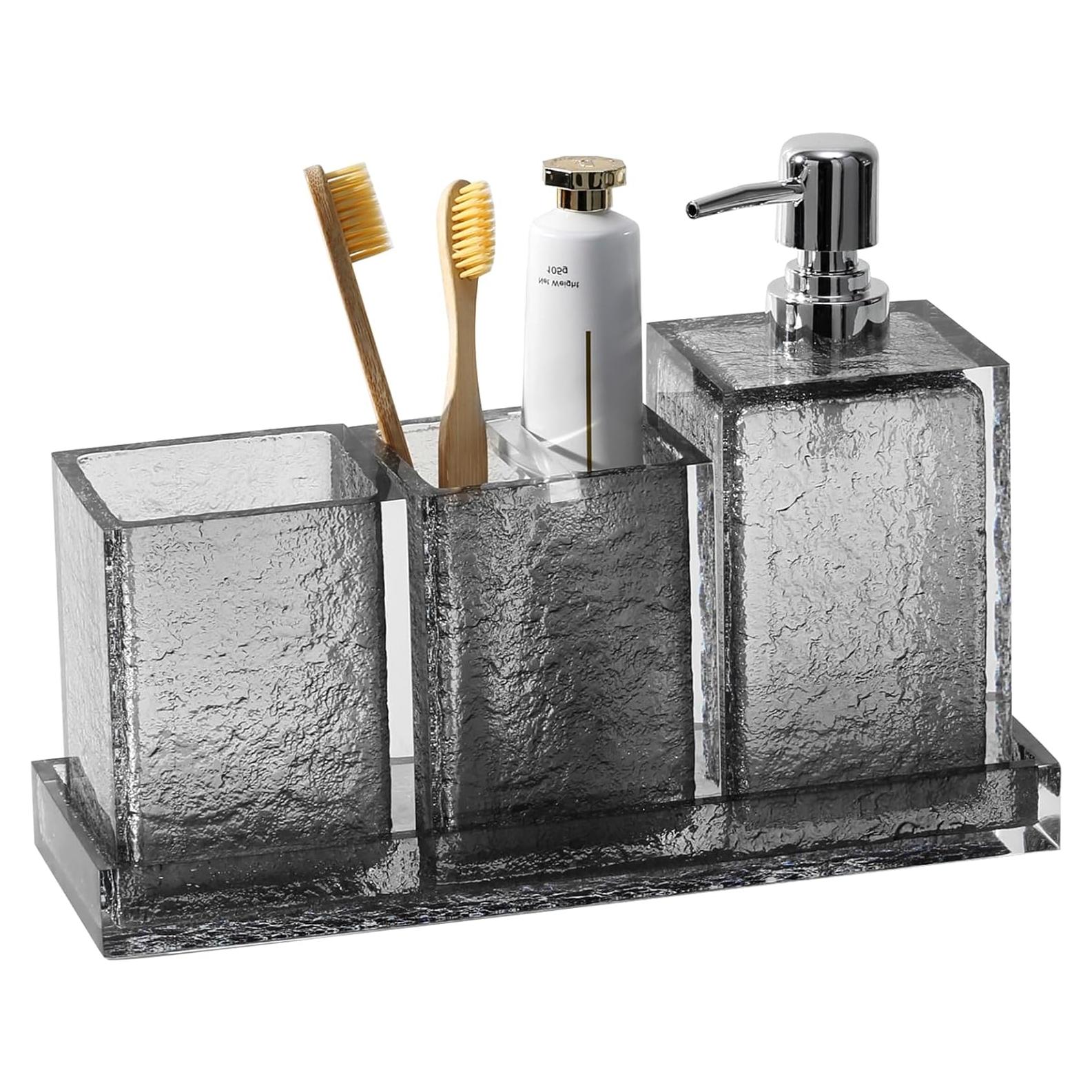 Juego de Accesorios de Baño Haocoott 4 Piezas Gris Resina