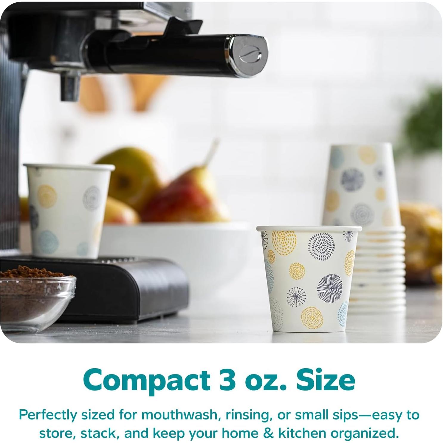 Vasos de Papel Desechables GUSTO 85g 100 Unidades Florales