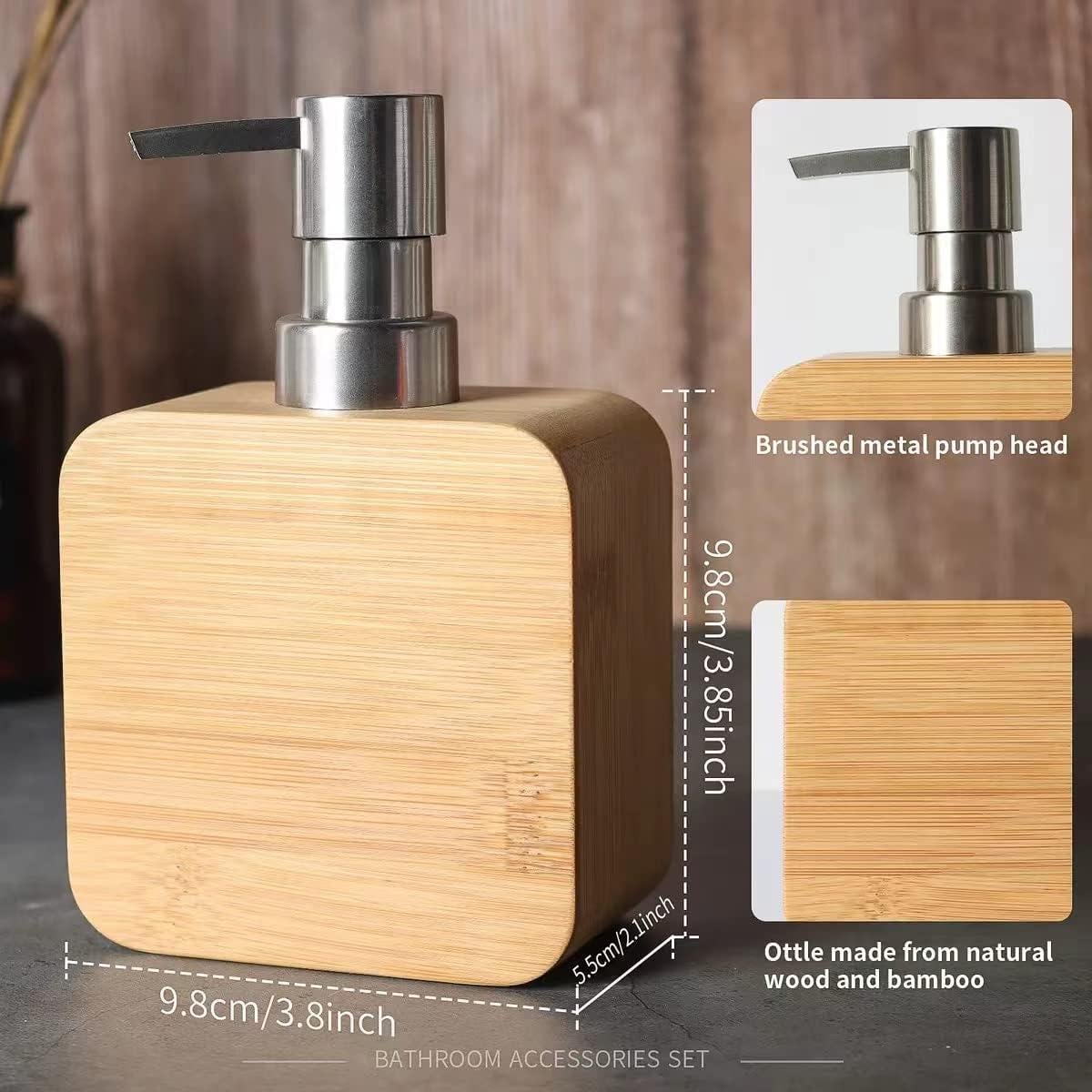 Juego de 4 Accesorios de Baño de Bambú Natural Asashizen