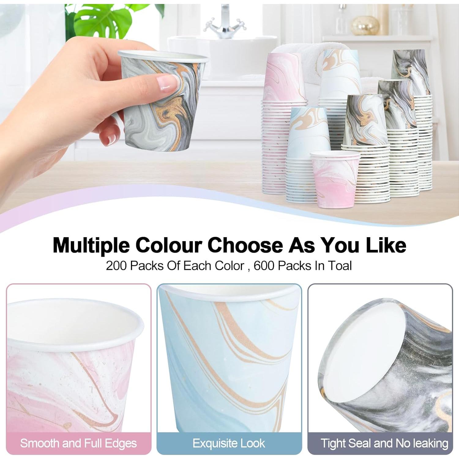 600 Vasos de Papel Desechables Huifany 3 oz Mármol para Baño