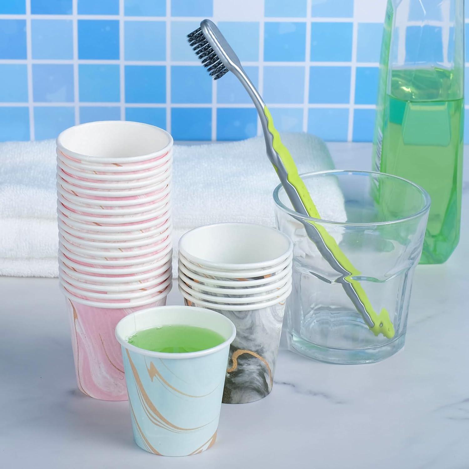 600 Vasos de Papel Desechables Huifany 3 oz Mármol para Baño