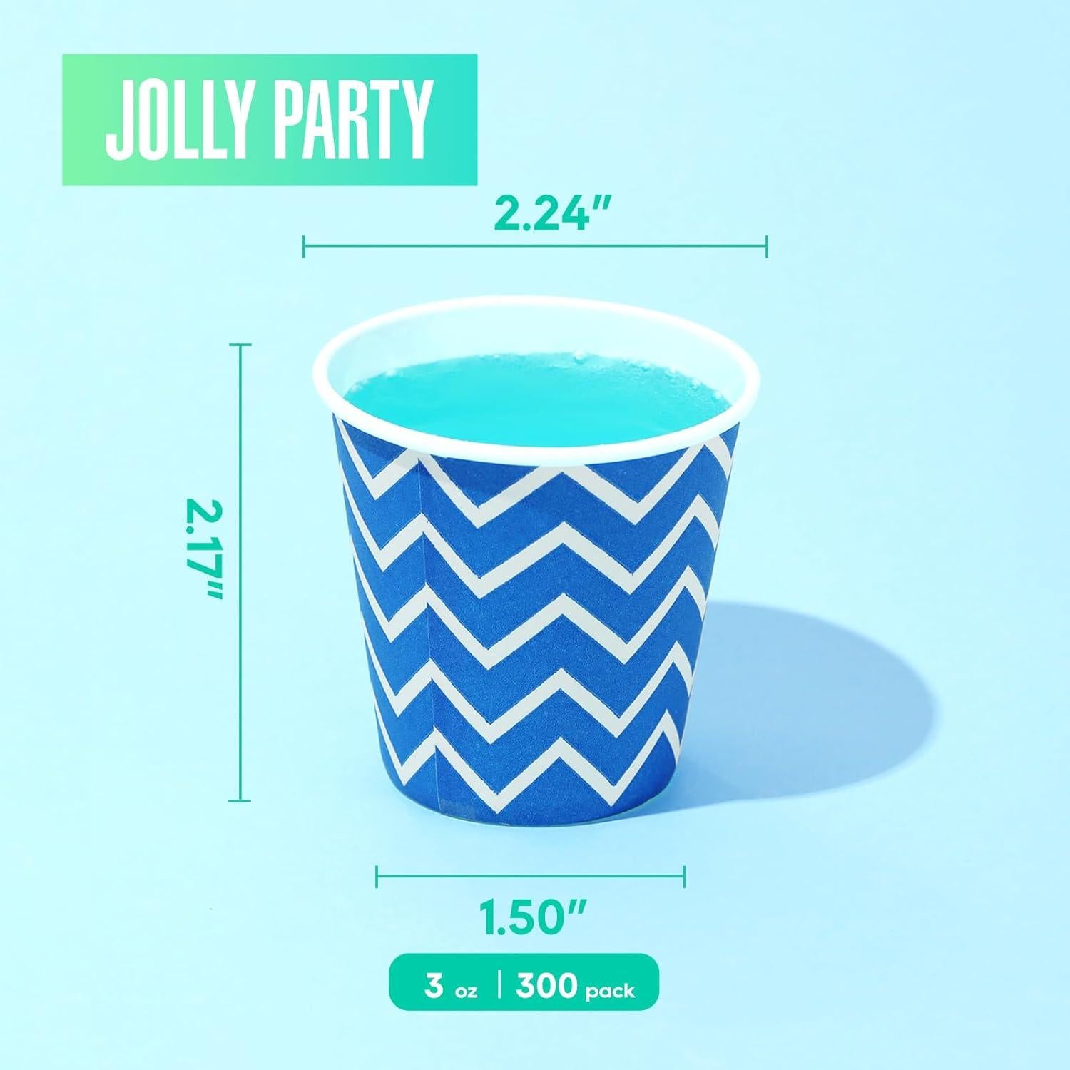 Vasos de Papel Desechables JOLLY PARTY 3oz Rayas - 300 Unidades