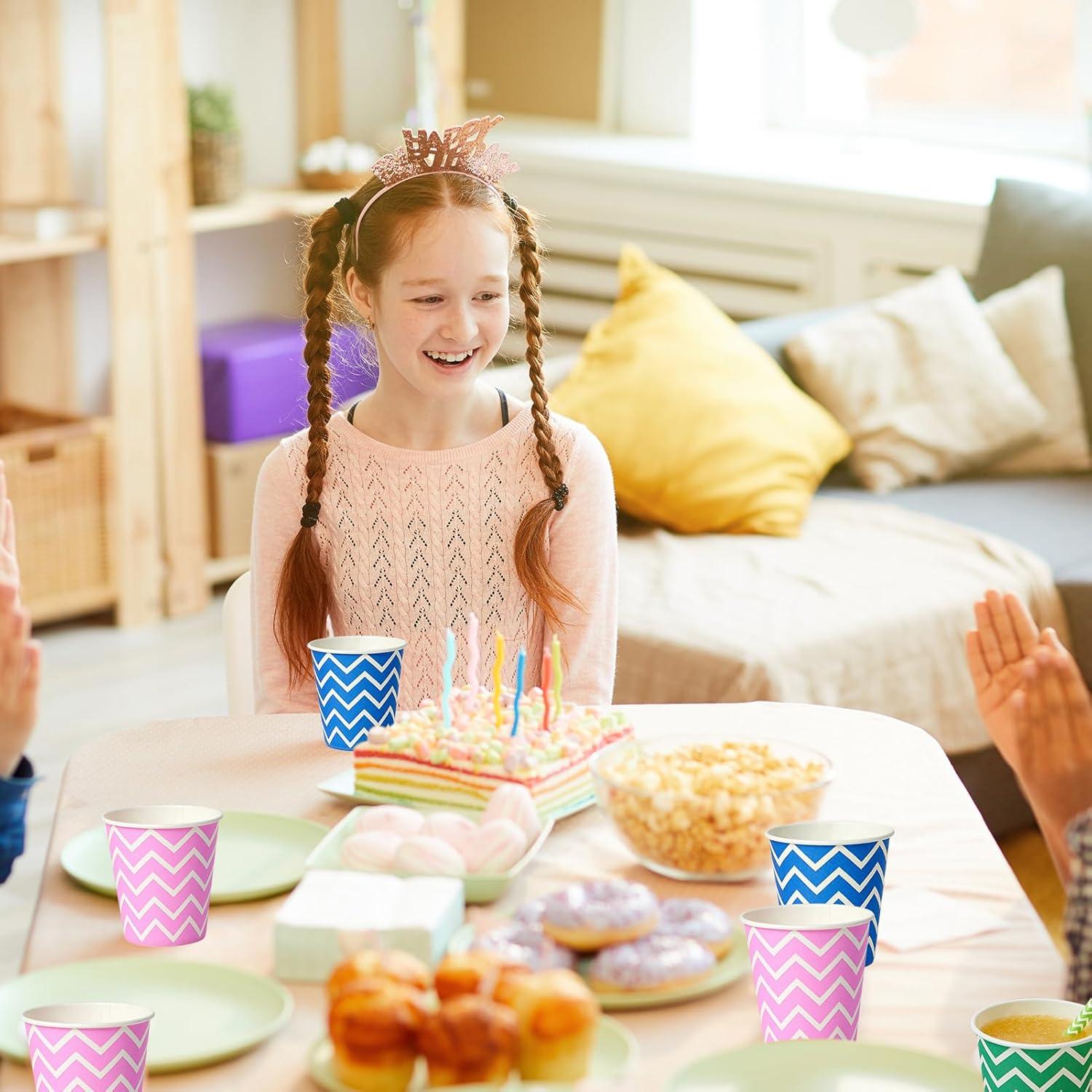 Vasos de Papel Desechables JOLLY PARTY 3oz Rayas - 300 Unidades