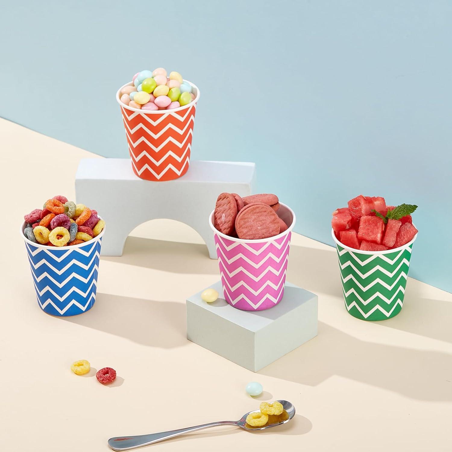 Vasos de Papel Desechables JOLLY PARTY 3oz Rayas - 300 Unidades