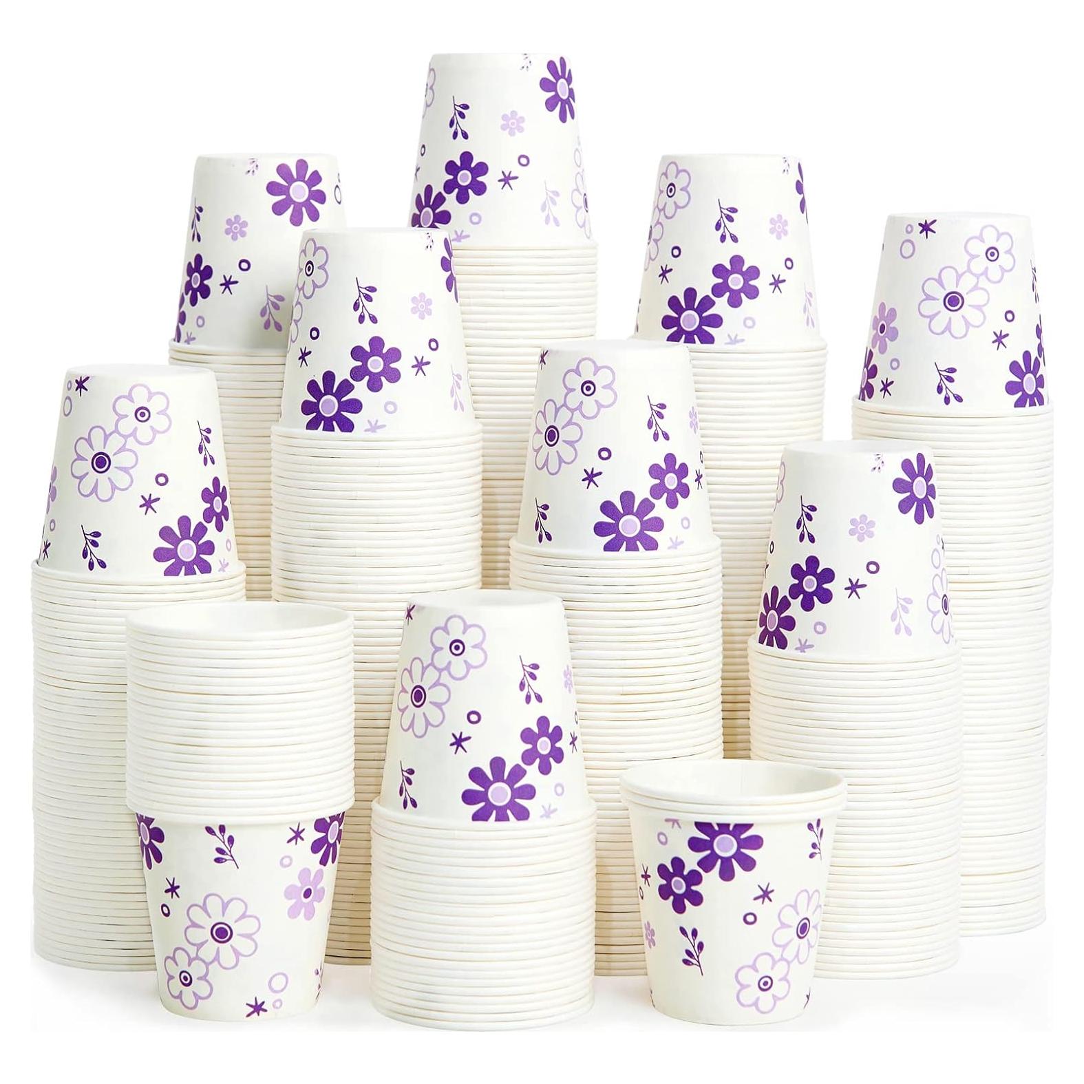 Vasos Desechables de Papel JOLLY PARTY 300 Unidades 3oz Floral Morado