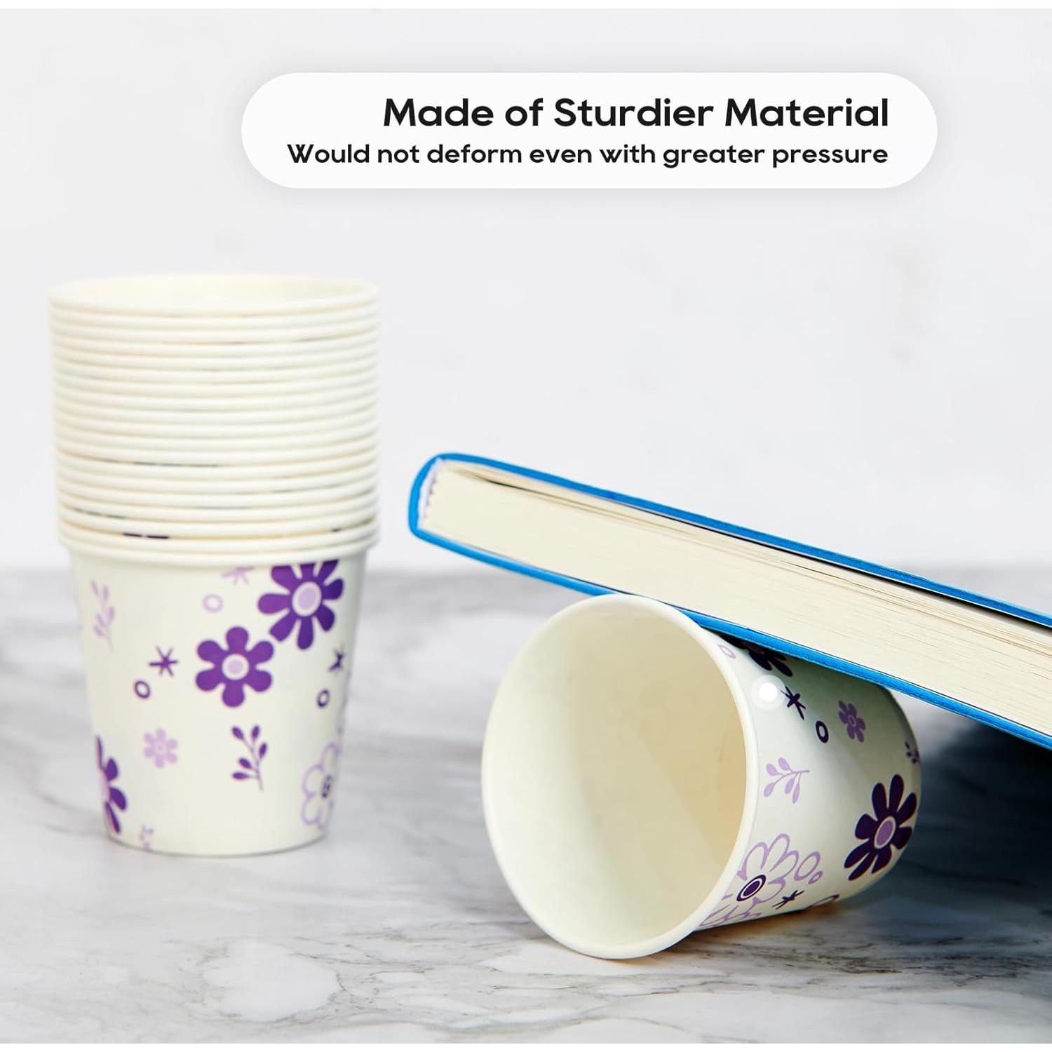 Vasos Desechables de Papel JOLLY PARTY 300 Unidades 3oz Floral Morado