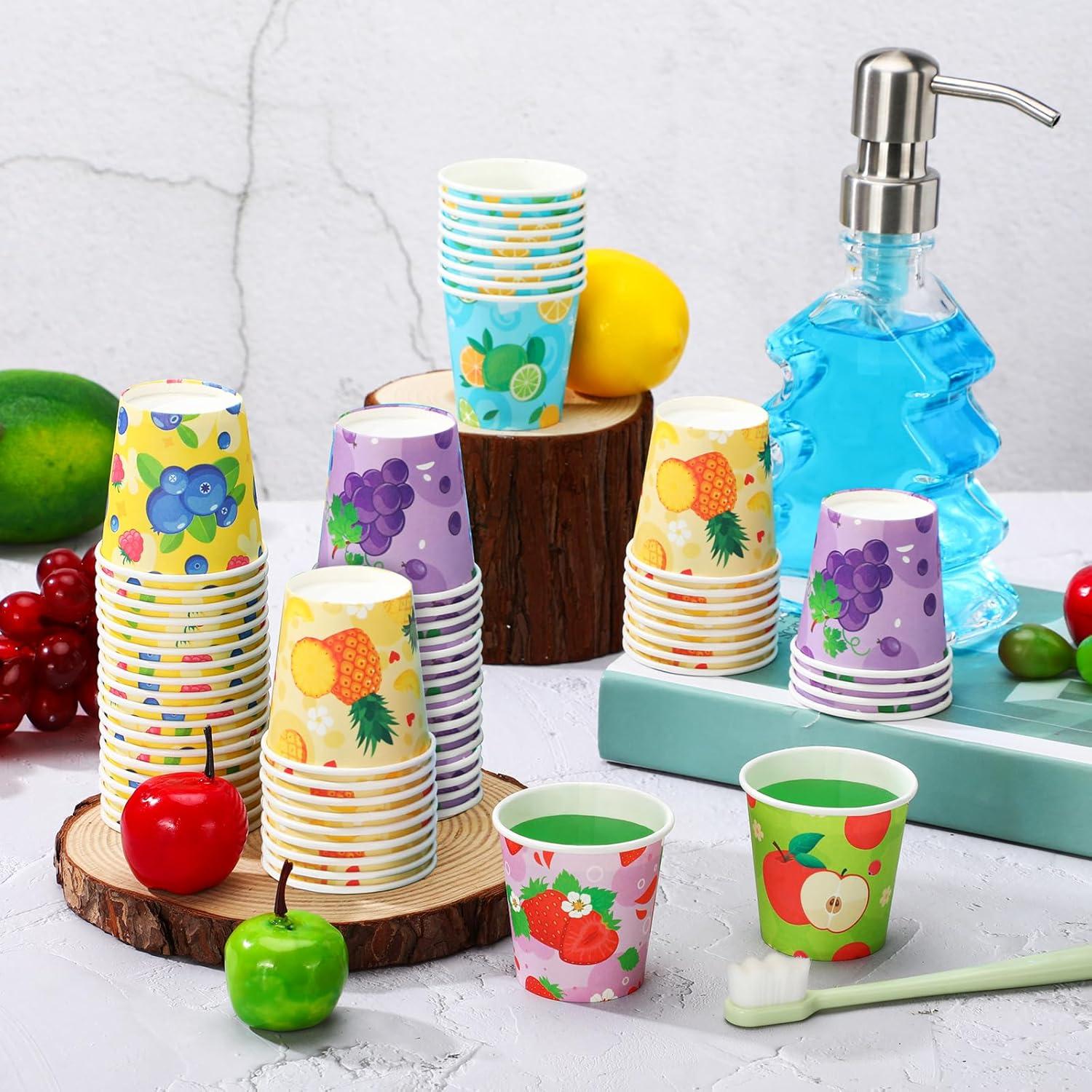 Vasos de Papel Desechables Skyley 600 Piezas 3 oz Fruta