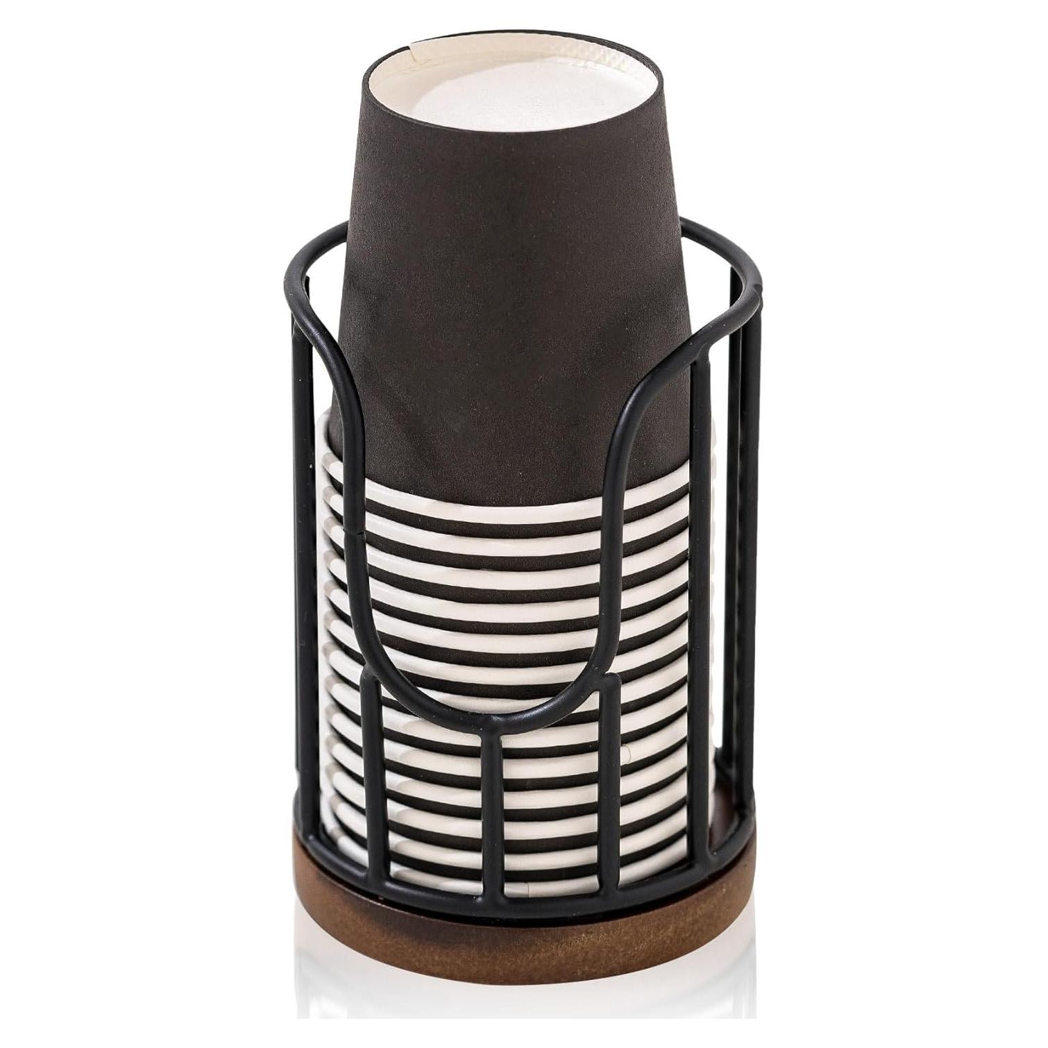 Dispensador de Vasos BUNCHBRAVO Negro con Base de Madera 3 oz