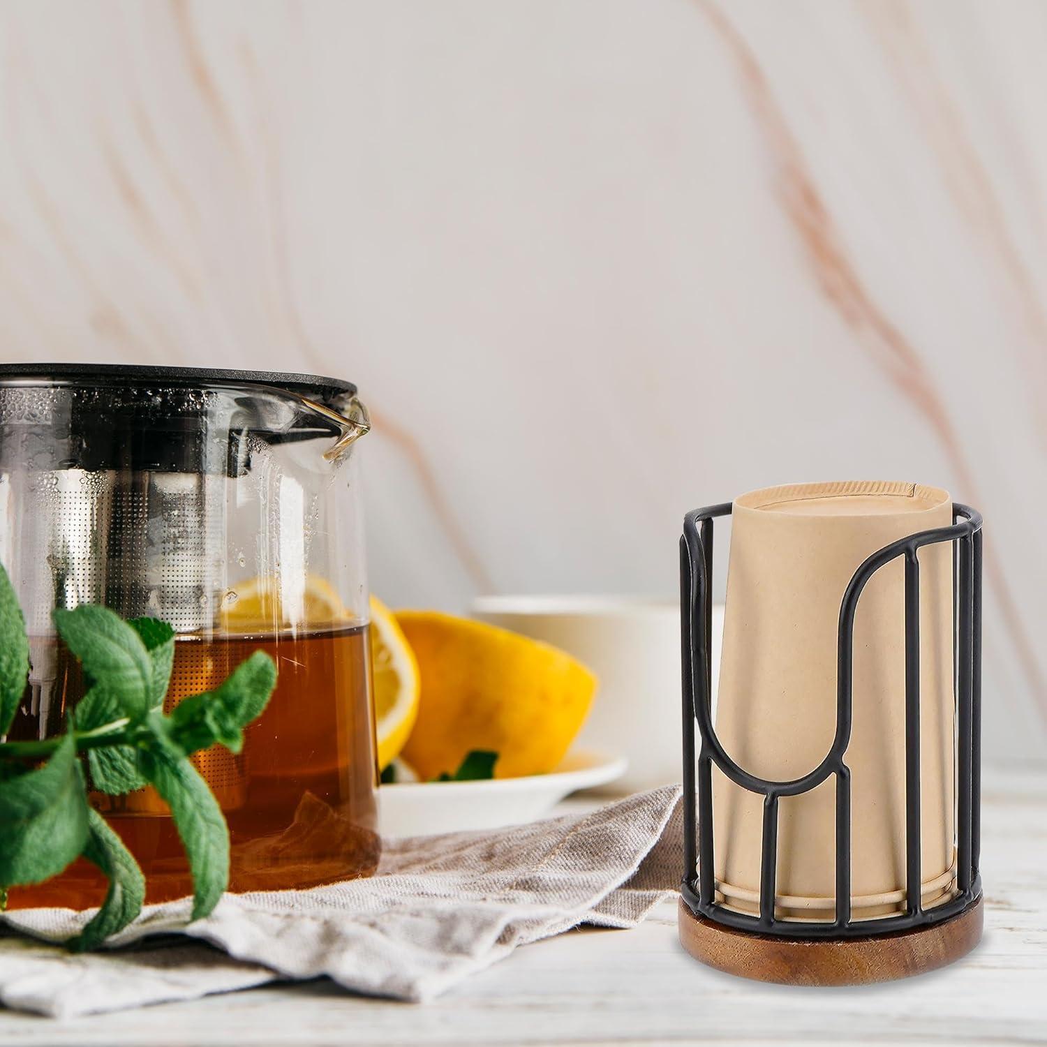 Dispensador de Vasos BUNCHBRAVO Negro con Base de Madera 3 oz